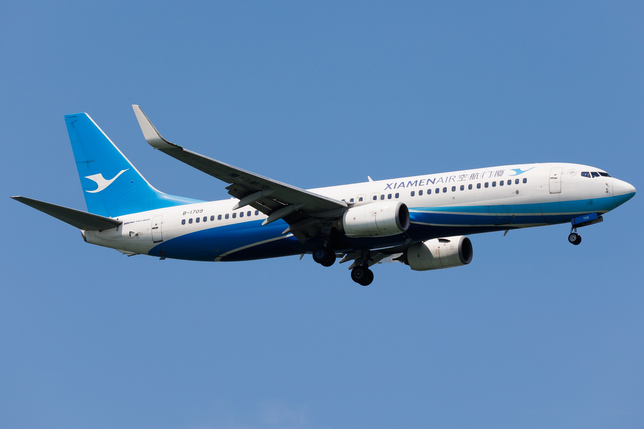 Full size: Xiamen Air Boeing 737-800 B-1709 at Singapore-Changi Airport