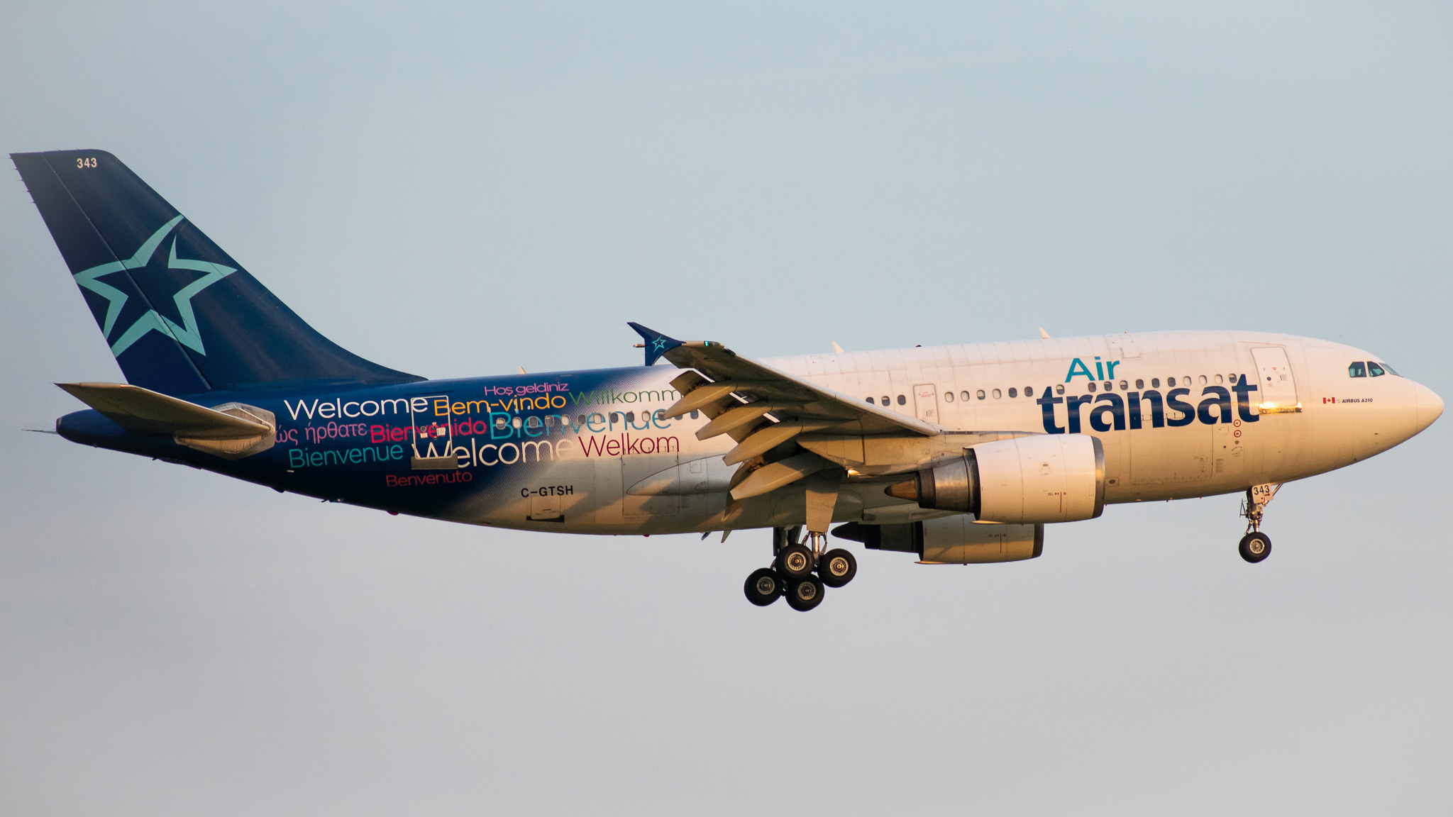 Full size: Air Transat Airbus A310-300 C-GTSH at Quebec/Jean Lesage International Airport