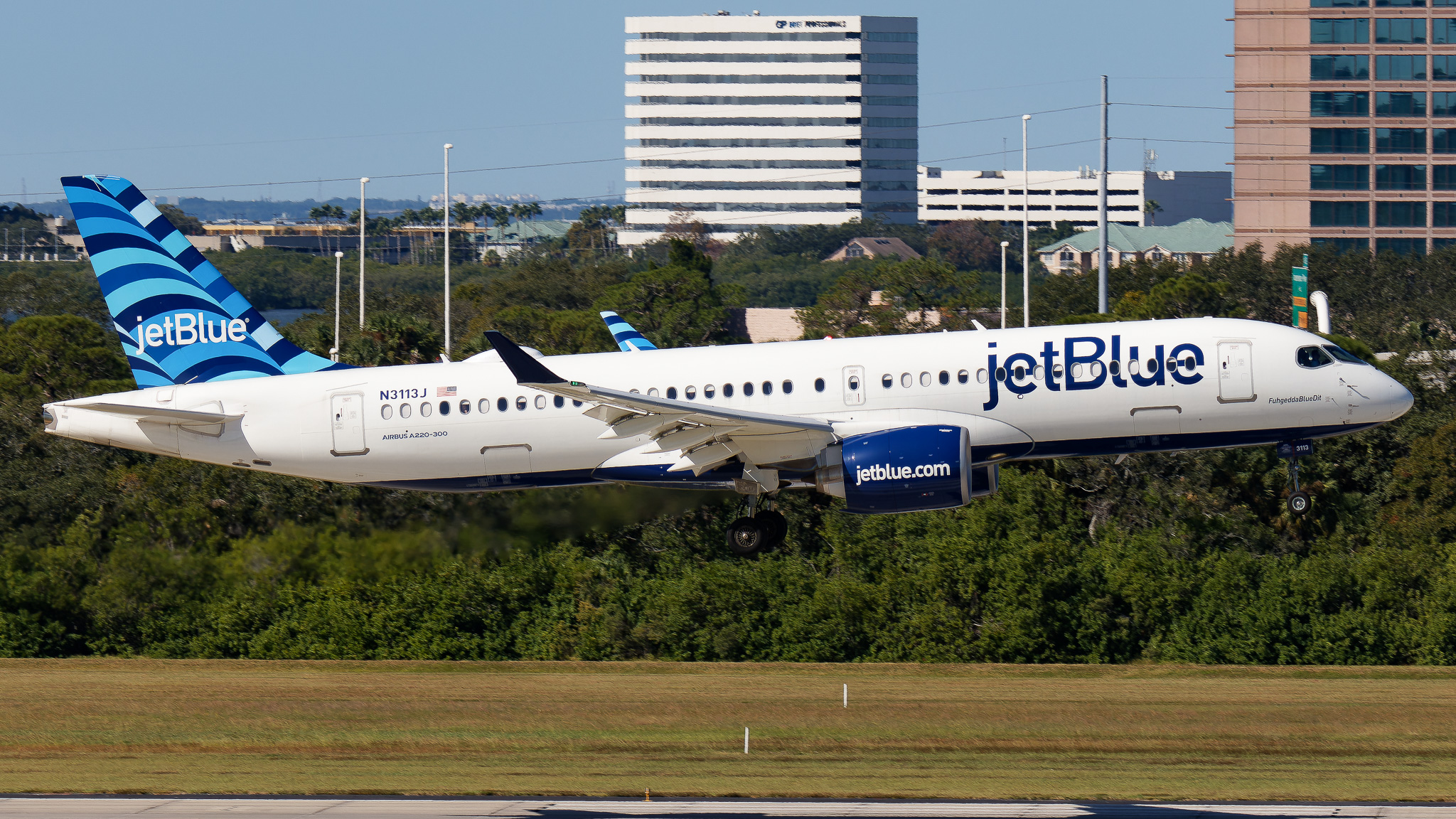 Full size: JetBlue Airways Airbus A220-300 N3113J at Tampa International Airport