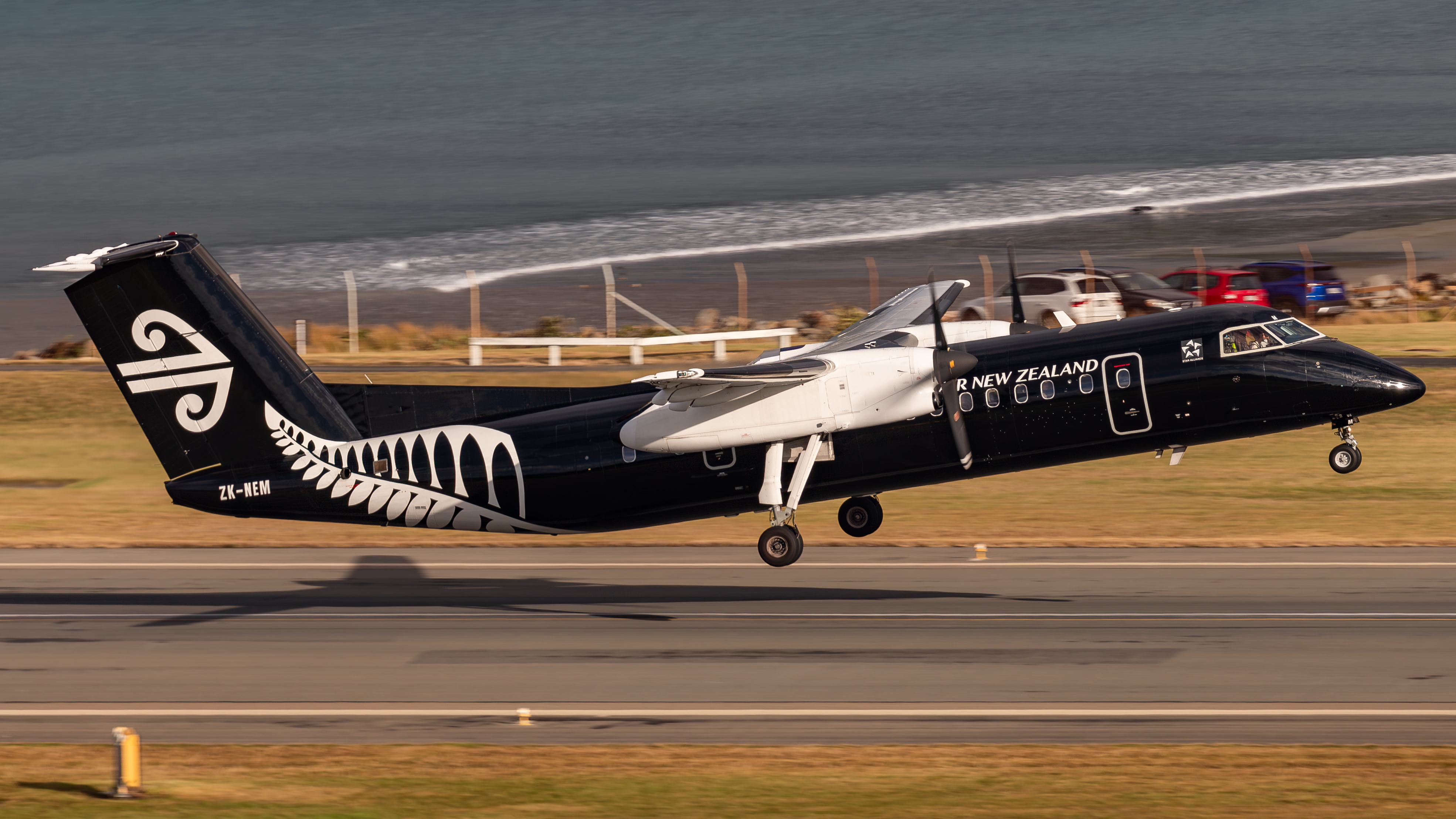 Full size: Air New Zealand De Havilland Dash-8 q300 ZK-NEM at Wellington International Airport