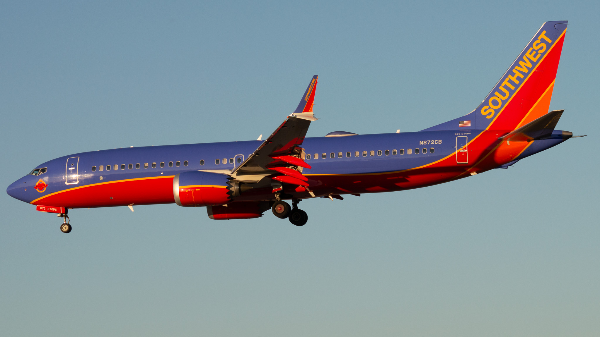 Full size: Southwest Airlines Boeing 737 MAX 8 N872CB at Baltimore/Washington International Thurgood Marshall Airport