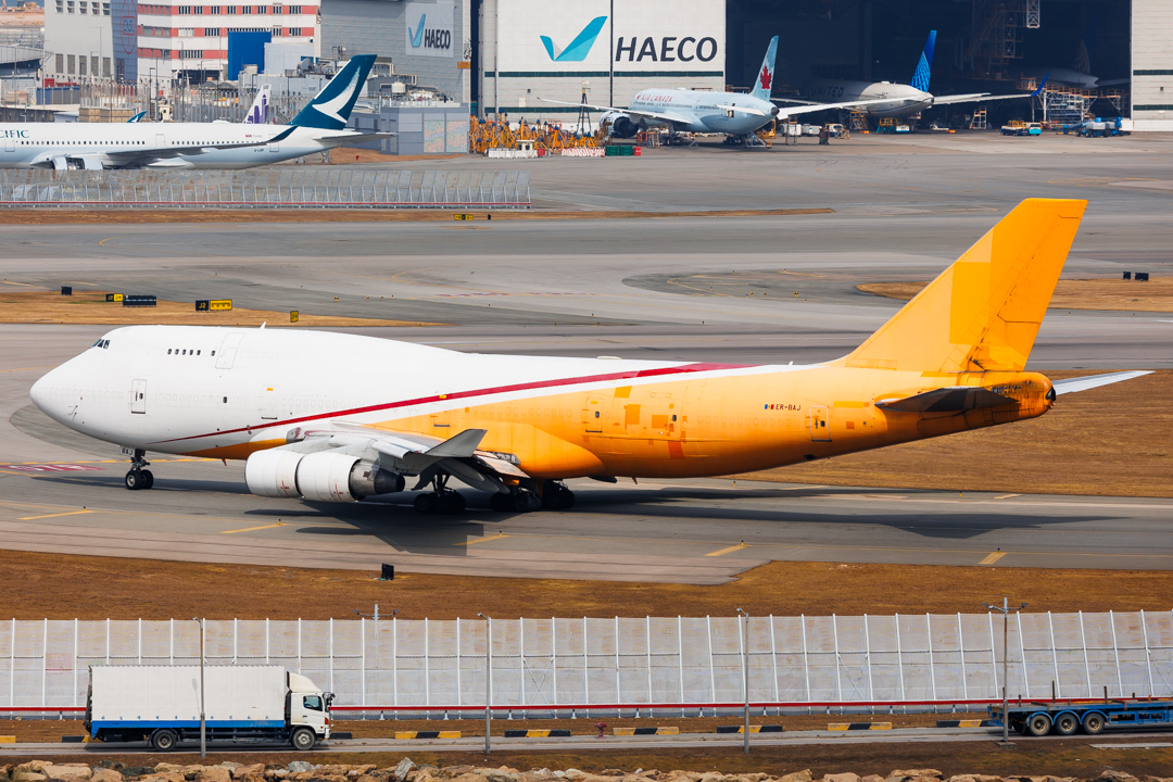 Full size: Aerotranscargo  Boeing 747-400F ER-BAJ at Hong Kong International Airport