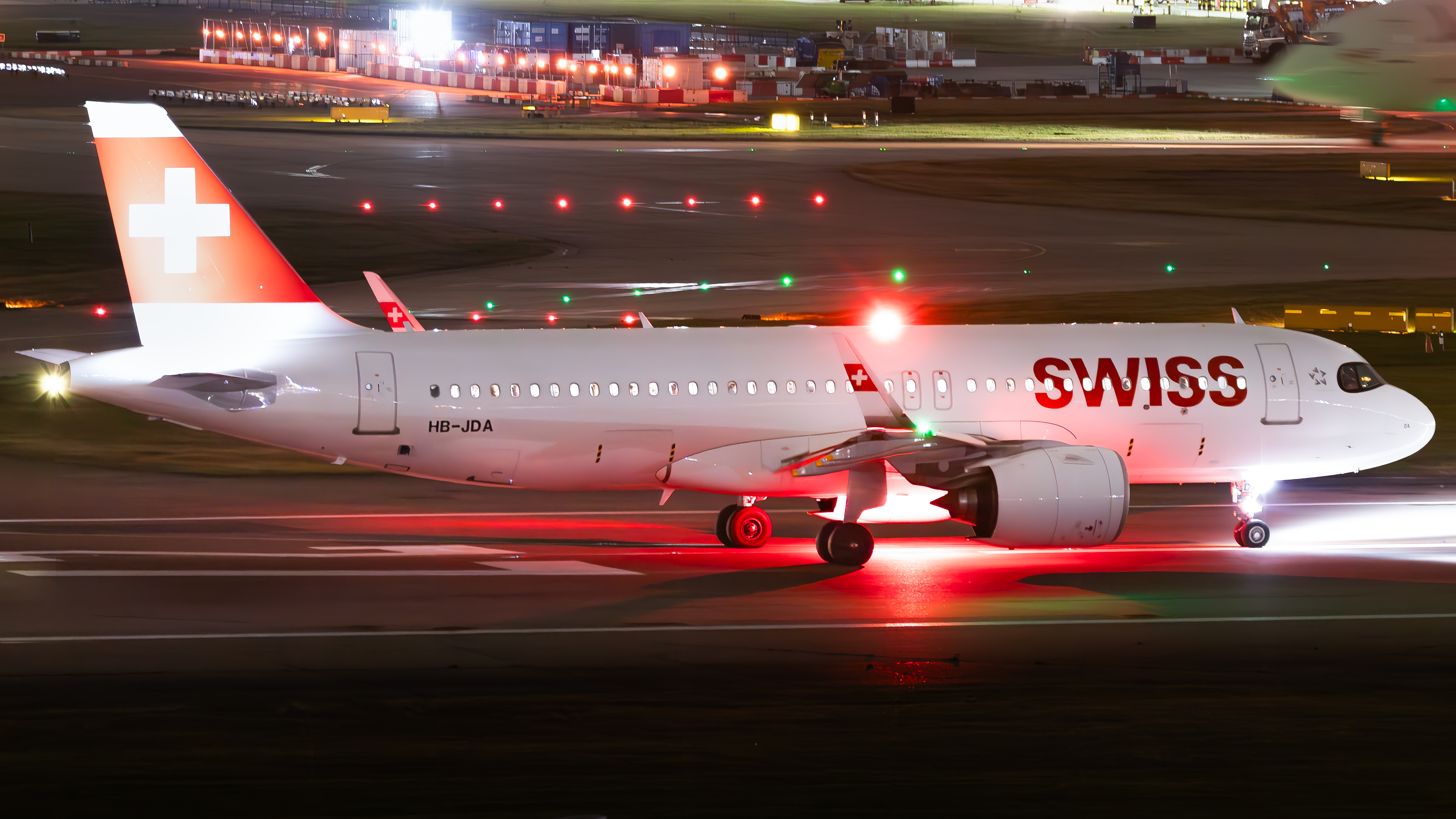 Full size: Swiss International Air Lines Airbus A320NEO HB-JDA at London Heathrow International Airport