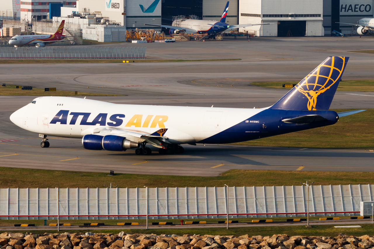 Full size: Atlas Air Cargo Boeing 747-400F N418MC at Hong Kong International Airport