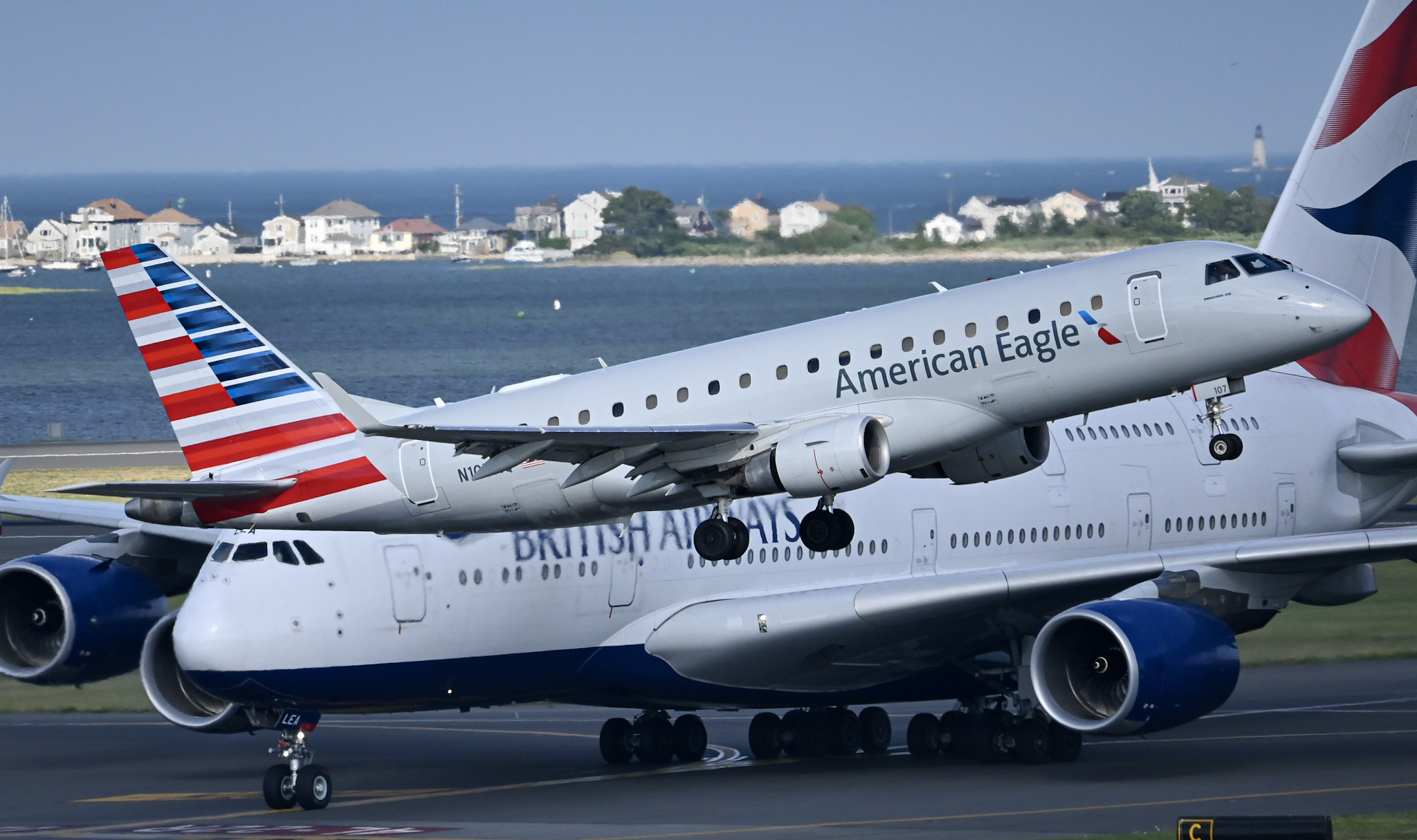 Full size: American Airlines Embraer E175 N107HQ at General Edward Lawrence Logan International Airport