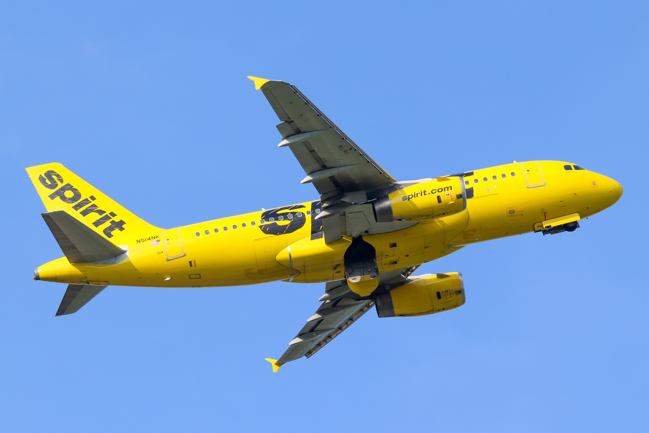 Full size: Spirit Airlines Airbus A319 N514NK at Baltimore/Washington International Thurgood Marshall Airport