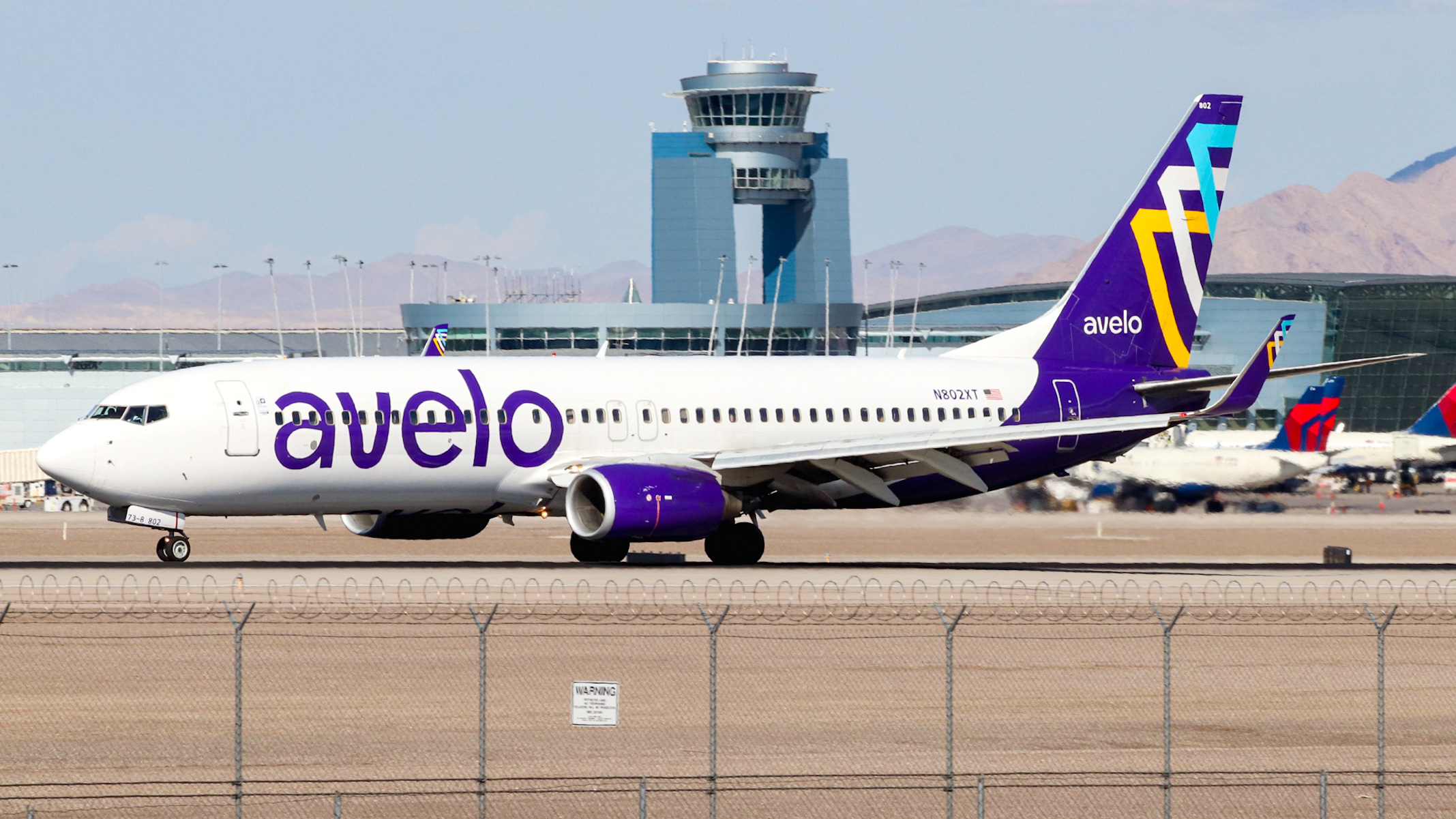 Full size: Avelo Airlines Boeing 737-800 N802XT at Harry Reid International Airport