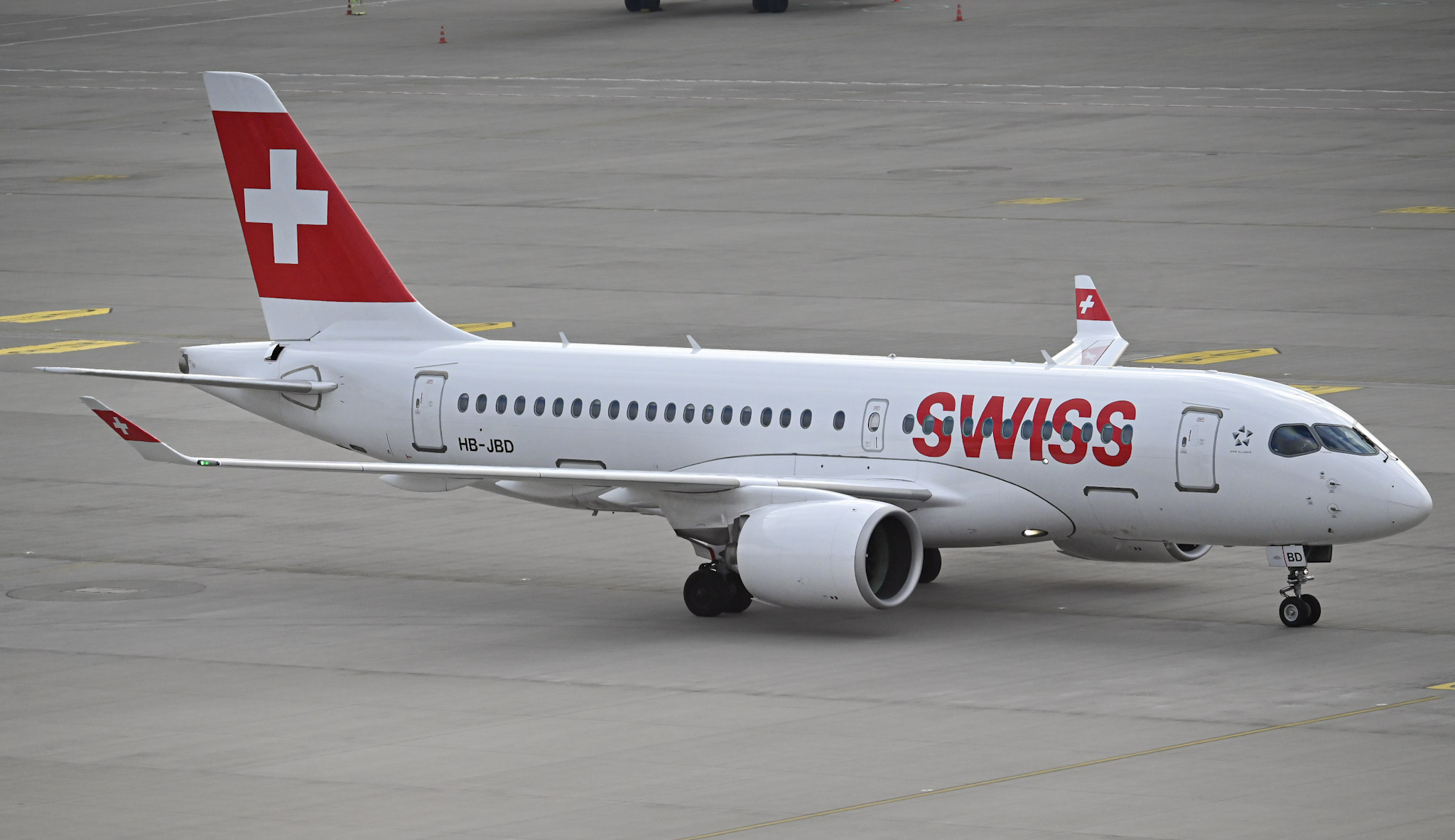 Full size: Swiss International Air Lines Airbus A220-100 HB-JBD at Berlin Brandenburg Airport