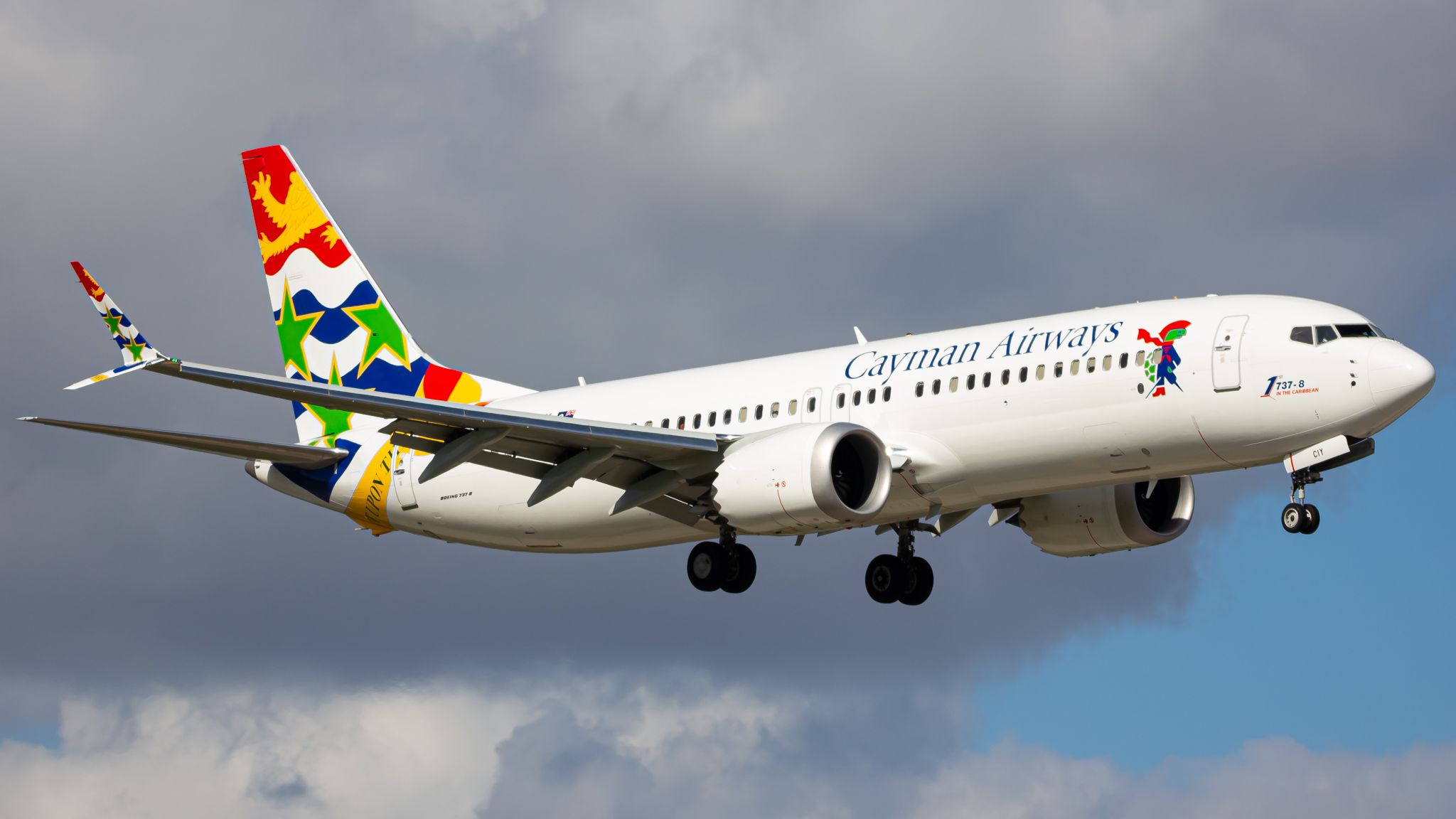 Full size: Cayman Airways Boeing 737 MAX 8 VP-CIY at Miami International Airport