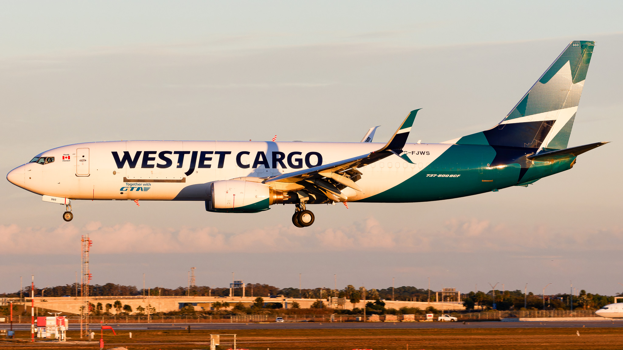 Full size: WestJet Cargo Boeing 737-800BCF C-FJWS at Orlando International Airport