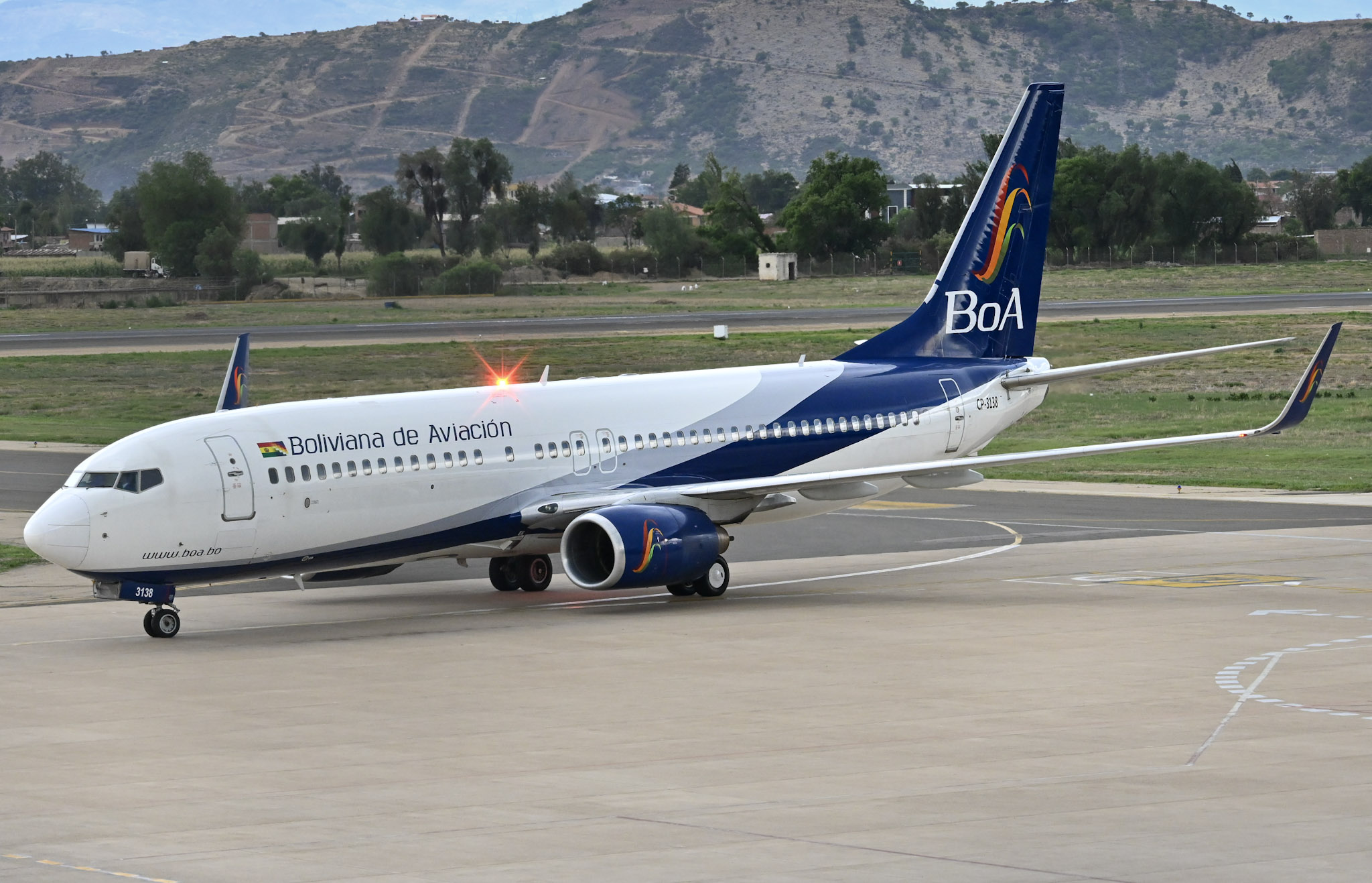Full size:  Boliviana de Aviación Boeing 737-800 CP-3138 at Cochabamba Jorge Wilstermann International Airport