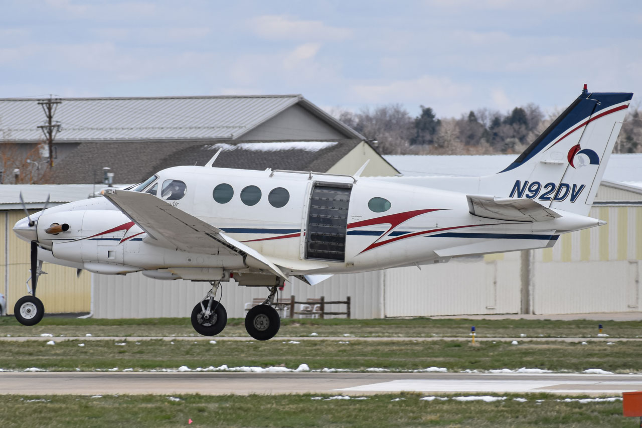 Full size: PRIVATE Beechcraft King Air E90 N92DV at Vance Brand Airport