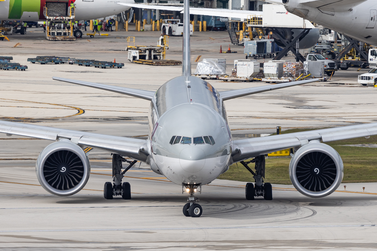 Full size: Qatar Air Cargo Boeing 777-F A7-BFK at Miami International Airport