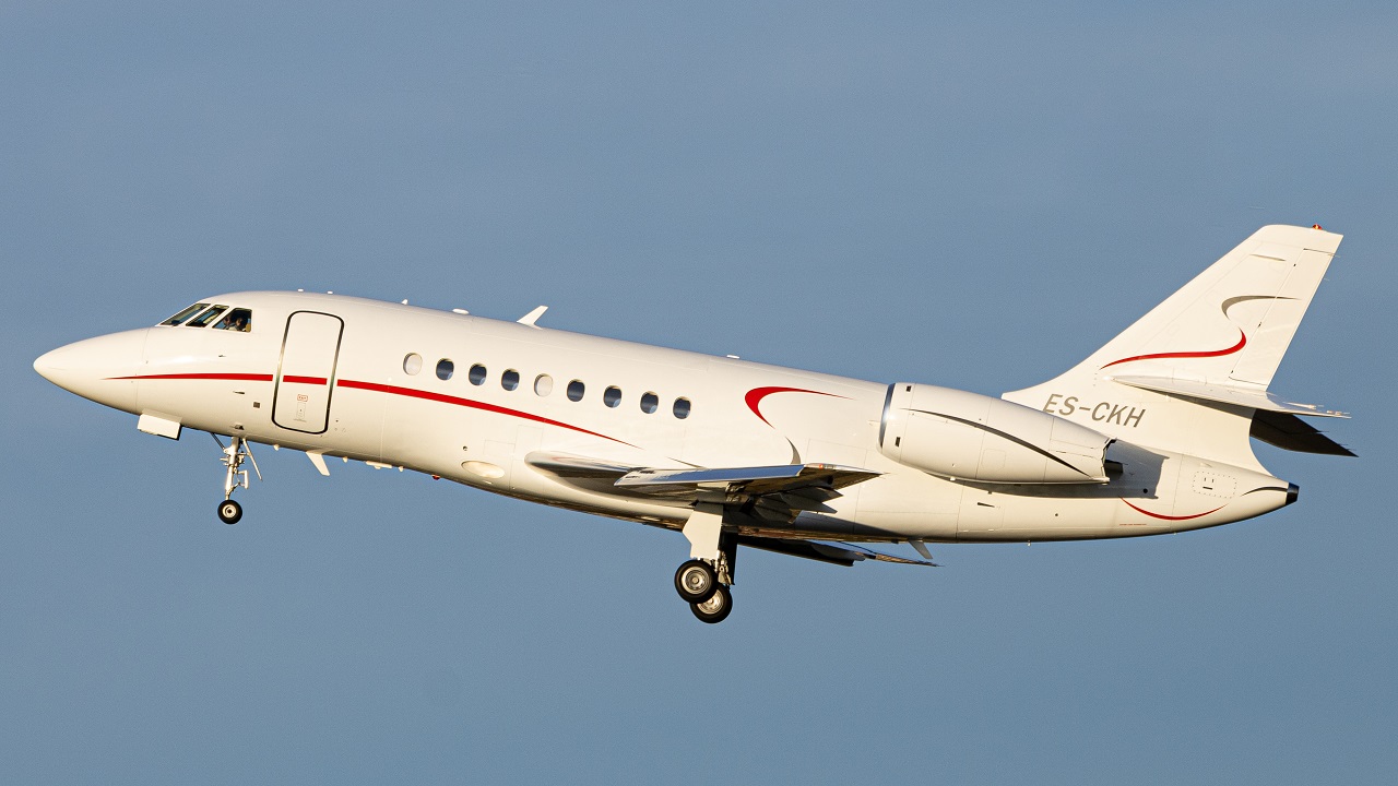 Full size: PRIVATE Dassault Falcon 2000EX ES-CKH at Malaga-Costa del Sol Airport