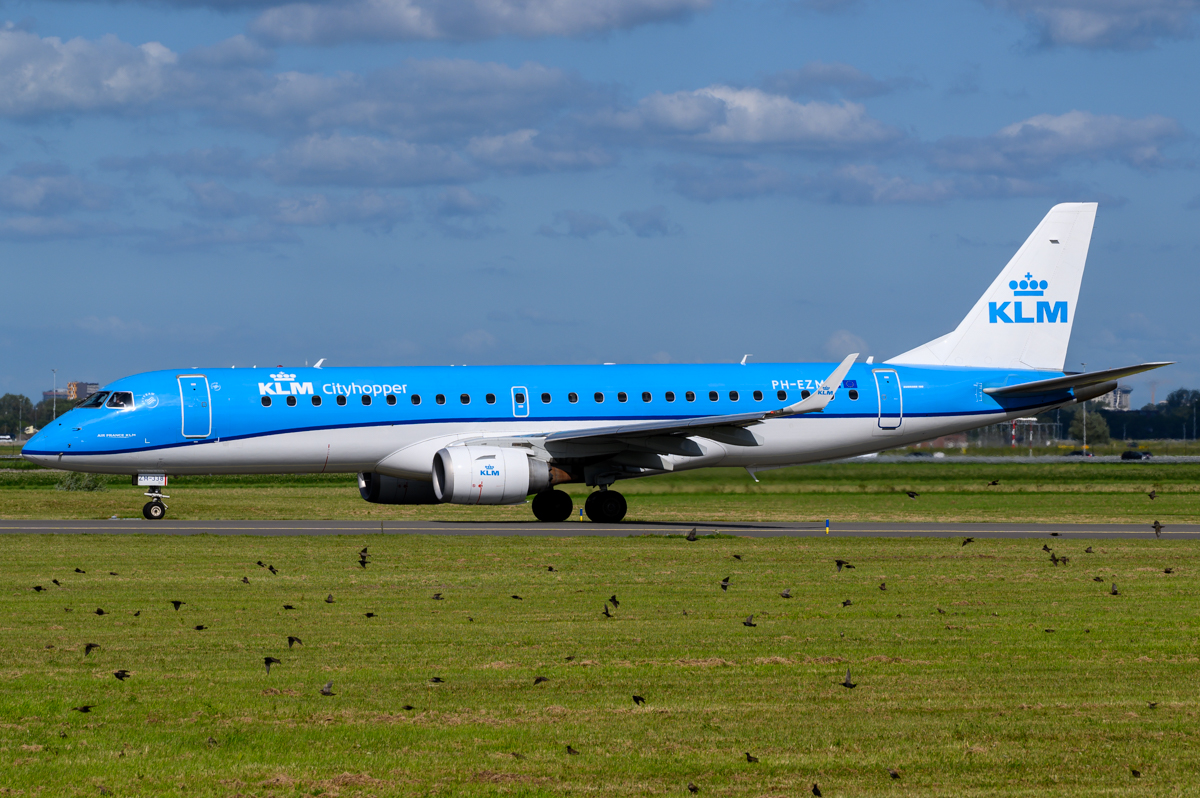 Full size: KLM Embraer E190 PH-EZM at Amsterdam Schiphol Airport