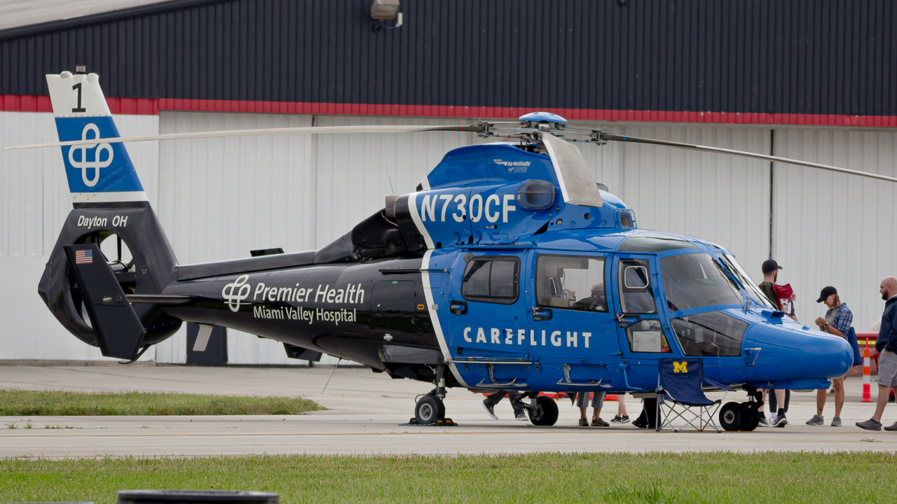 Full size: Careflight Airbus AS365 Dauphin N730CF at James M Cox Dayton International Airport