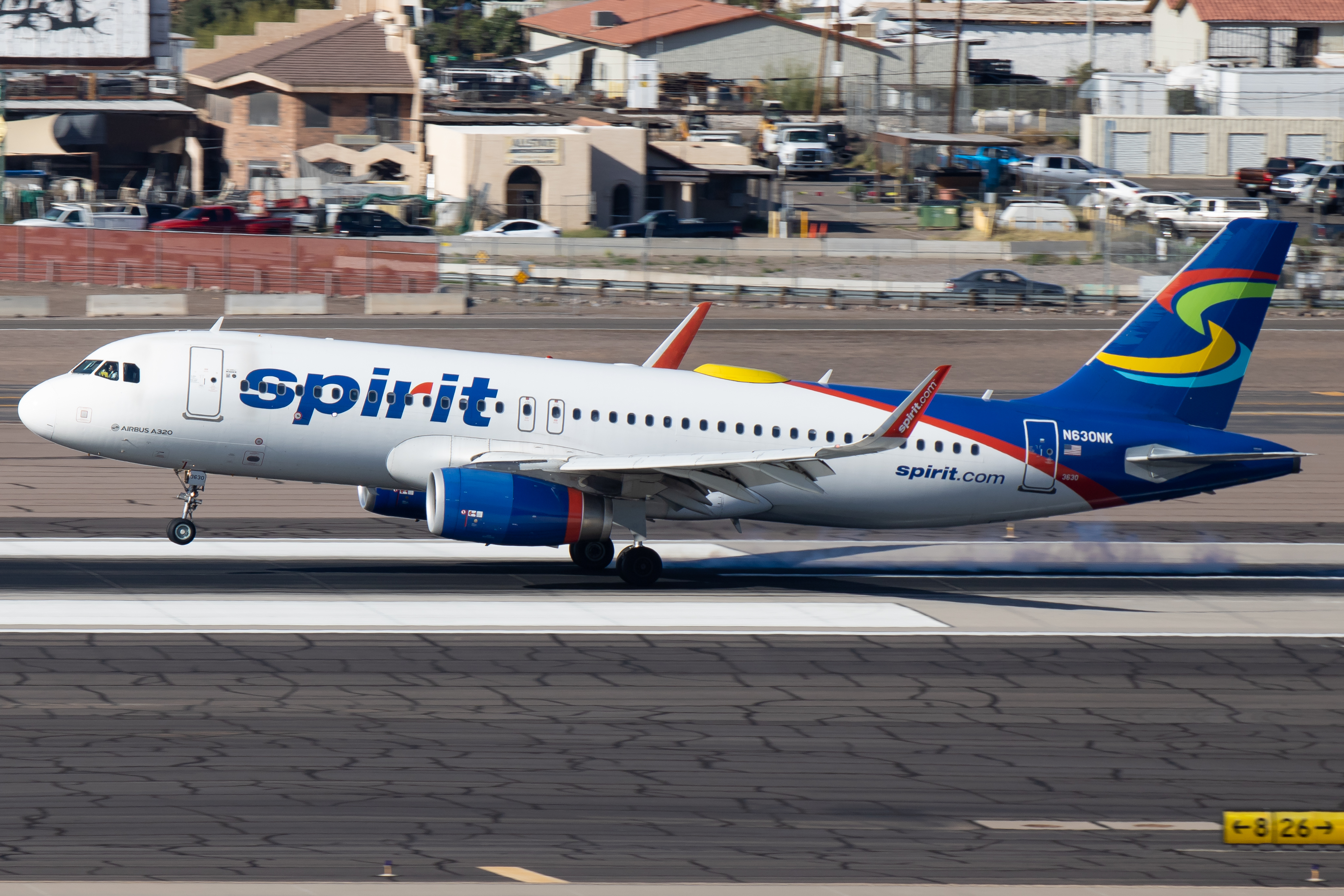 Full size: Spirit Airlines Airbus A320 N630NK at Phoenix Sky Harbor International Airport