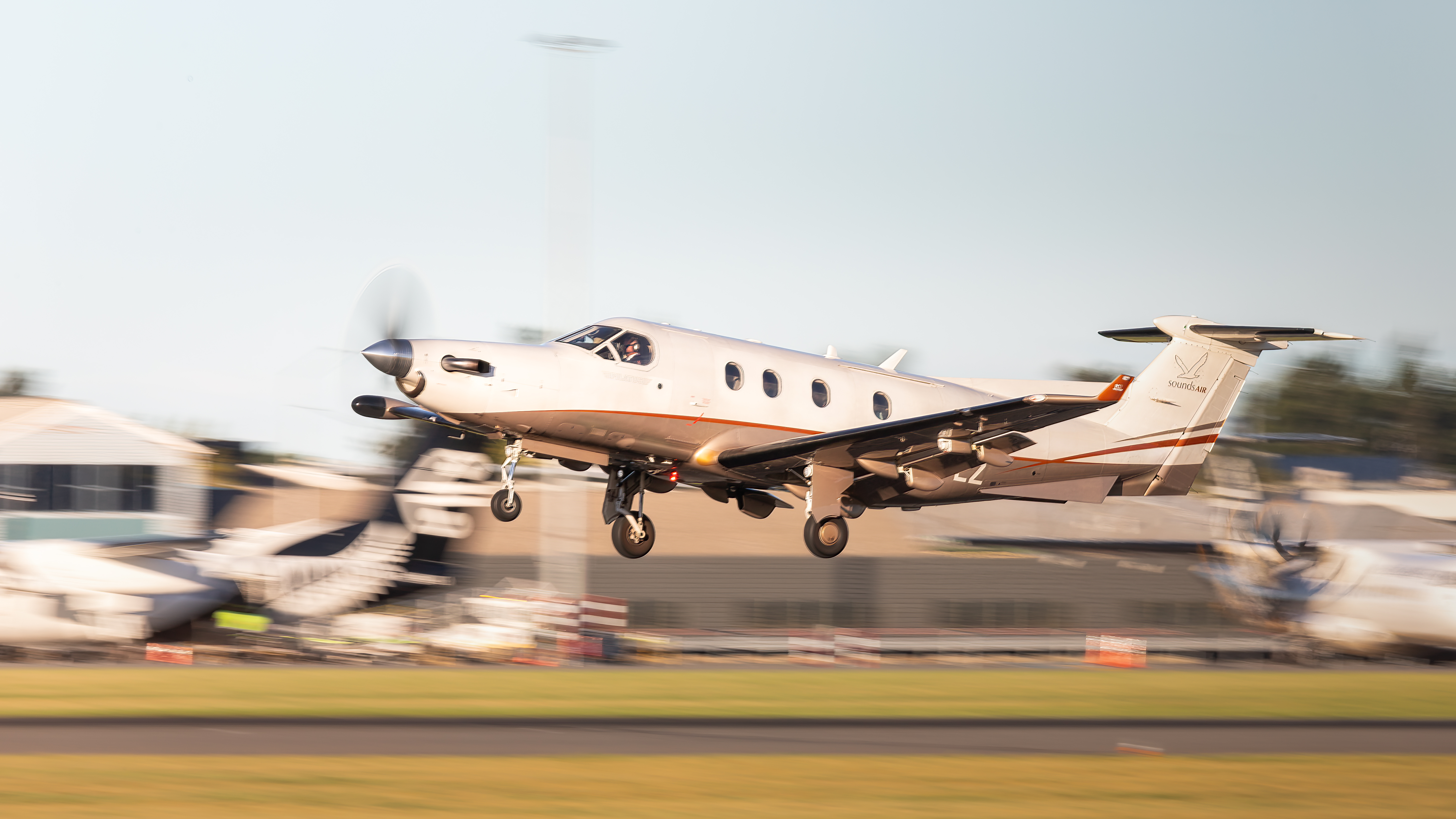 Full size: Sounds Air Pilatus PC-12 ZK-PLZ at Christchurch International Airport