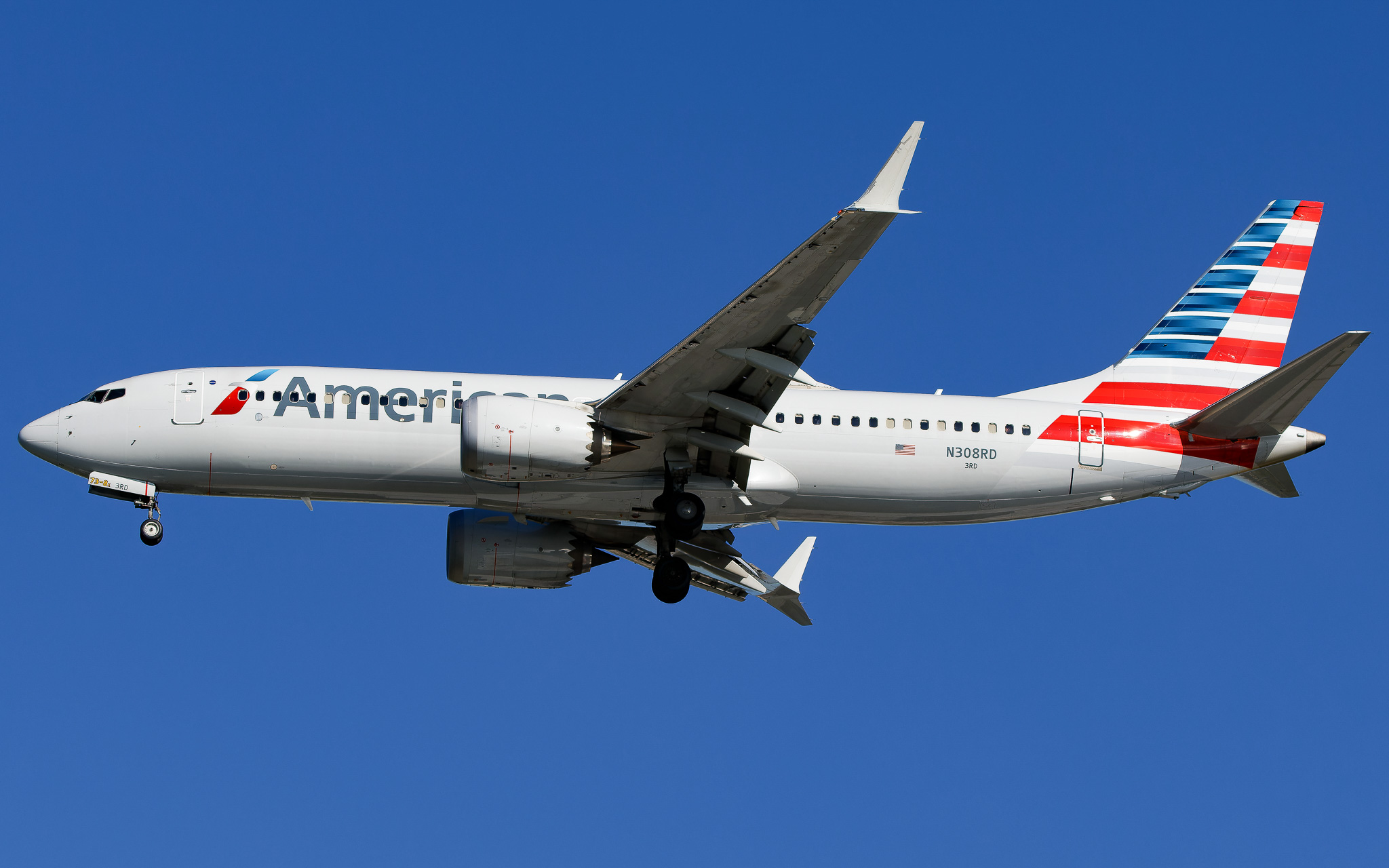 Full size: American Airlines Boeing 737 MAX 8 N308RD at Tampa International Airport