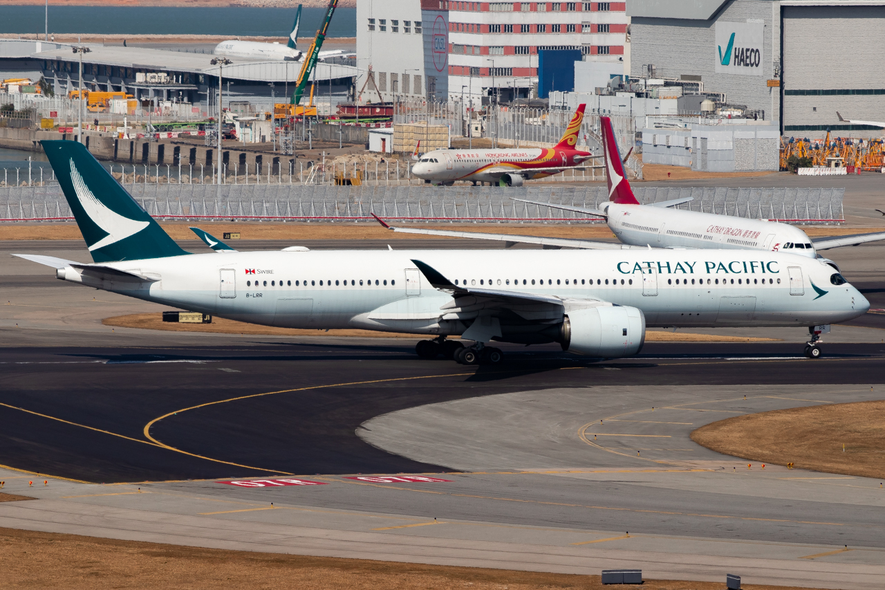 Full size: Cathay Pacific Airbus A350-900 B-LRR at Hong Kong International Airport