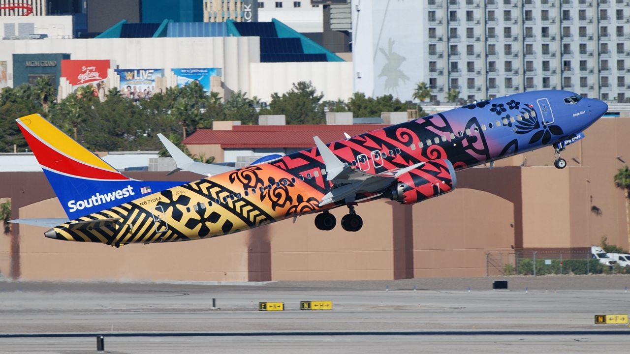 Full size: Southwest Airlines Boeing 737 MAX 8 N8710M at Harry Reid International Airport