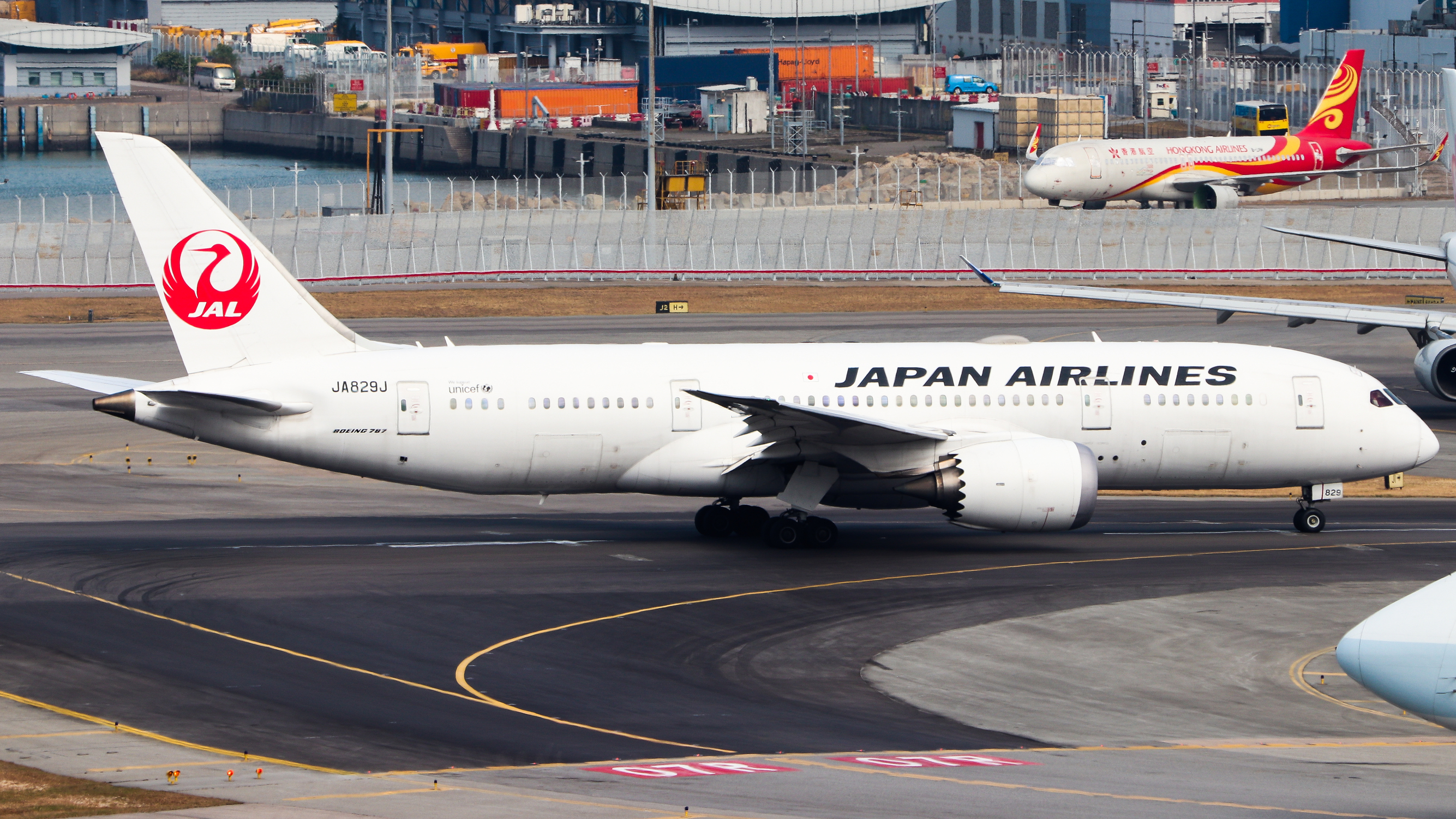 Full size: Japan Airlines Boeing 787-8 JA829J at Hong Kong International Airport