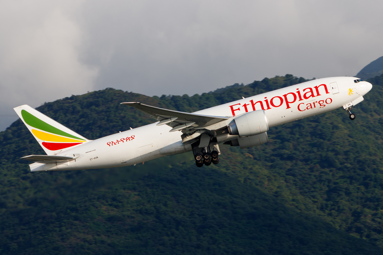 Full size: Ethiopian Cargo Boeing 777-F ET-AVN at Hong Kong International Airport