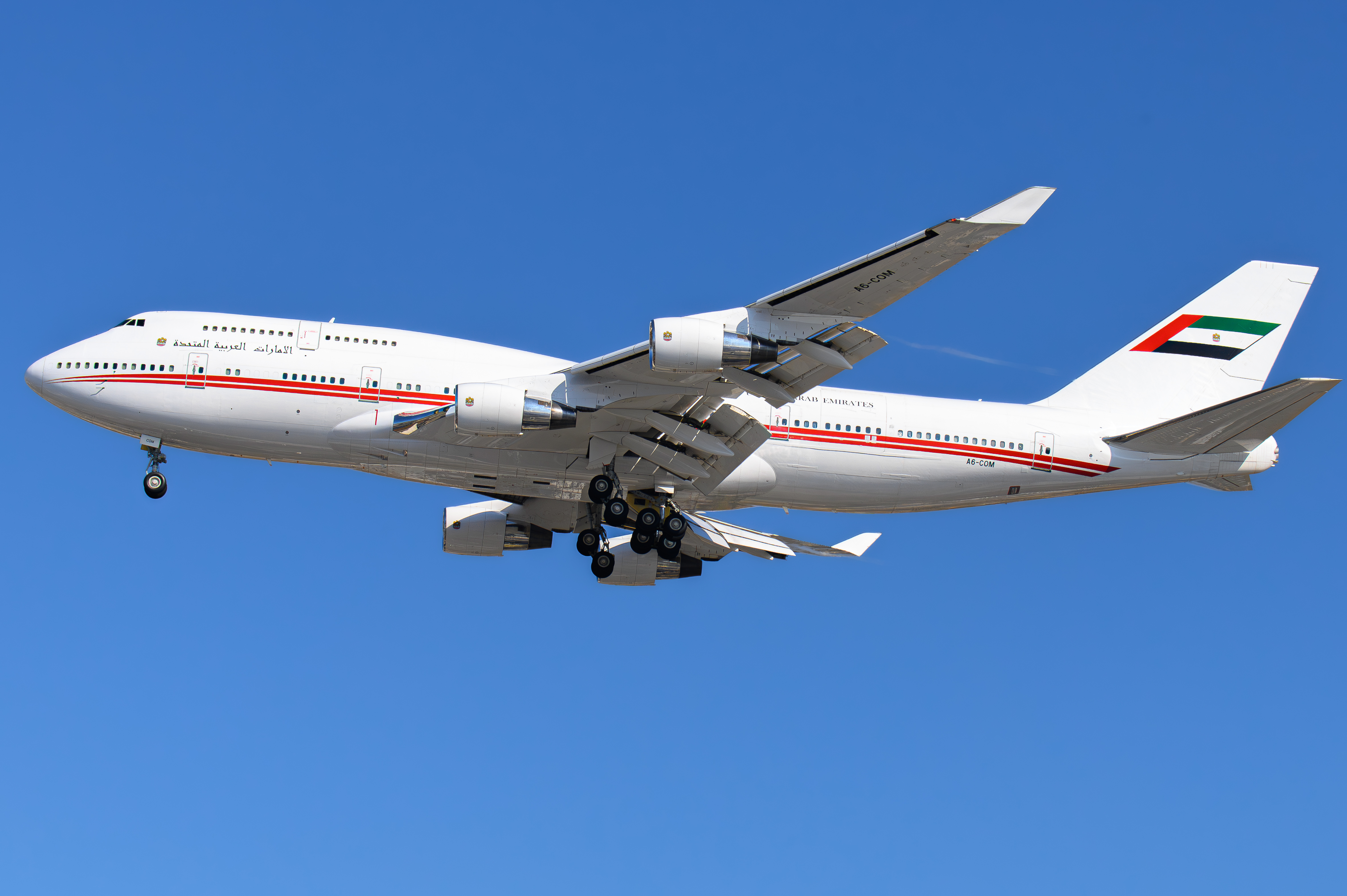 Full size: Dubai Air Wing Boeing 747-400 A6-COM at San Diego International Airport