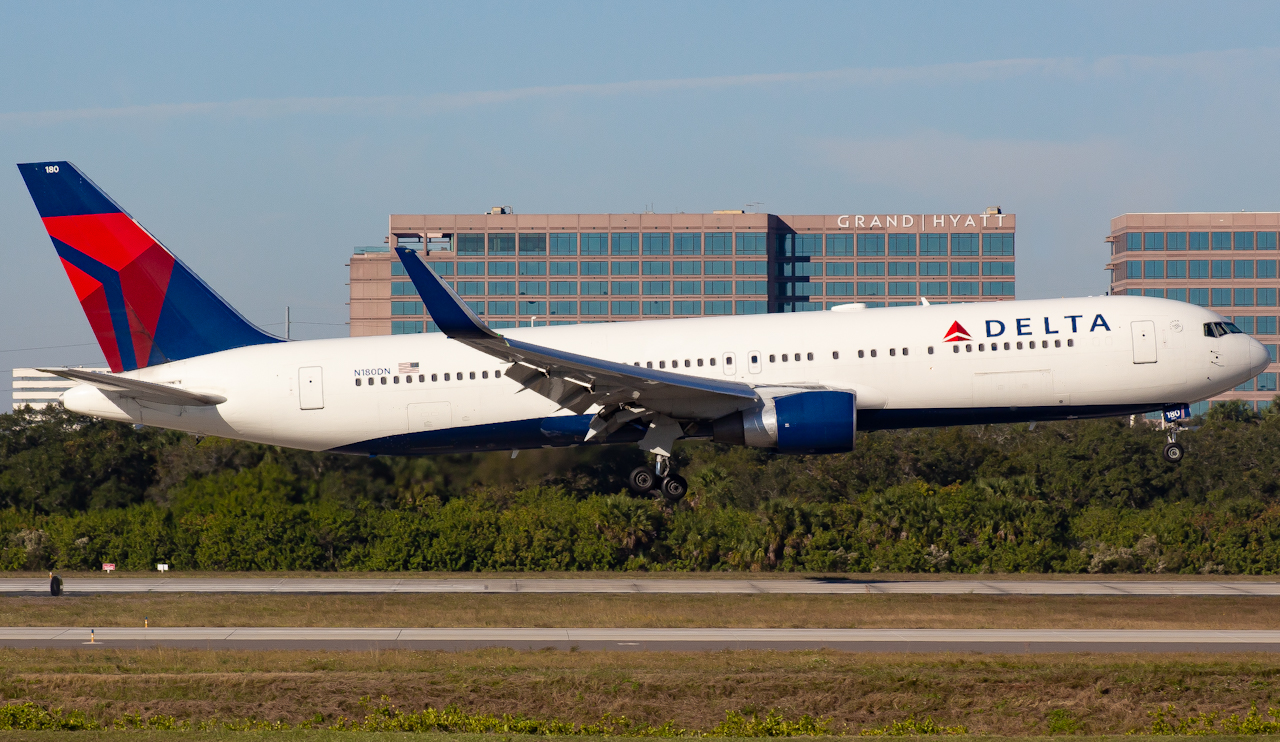Full size: Delta Airlines Boeing 767-300ER N180DN at Tampa International Airport