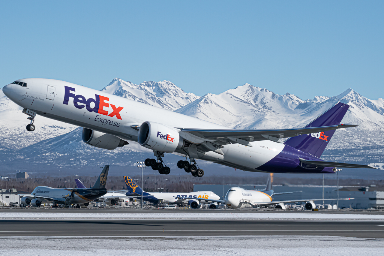 Full size: FedEx Boeing 777-F N873FD at Anchorage Ted Stevens International Airport