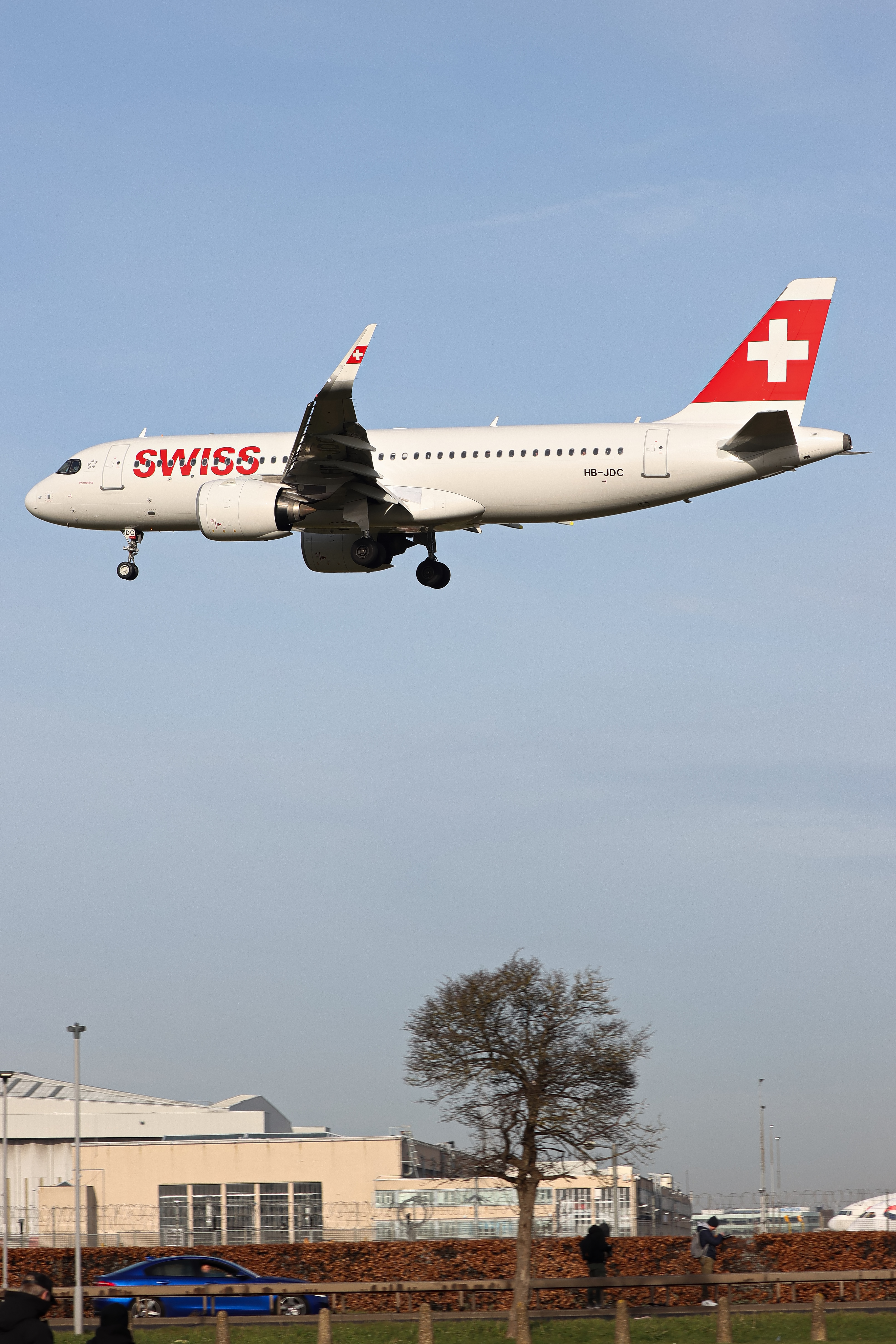 Full size: Swiss International Air Lines Airbus A320NEO HB-JDC at London Heathrow International Airport