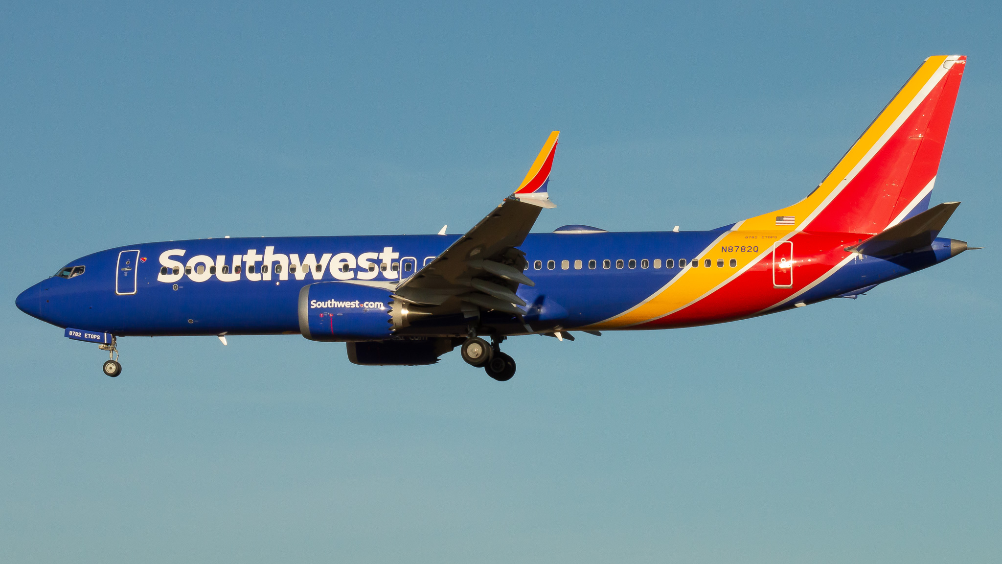 Full size: Southwest Airlines Boeing 737 MAX 8 N8782Q at Baltimore/Washington International Thurgood Marshall Airport