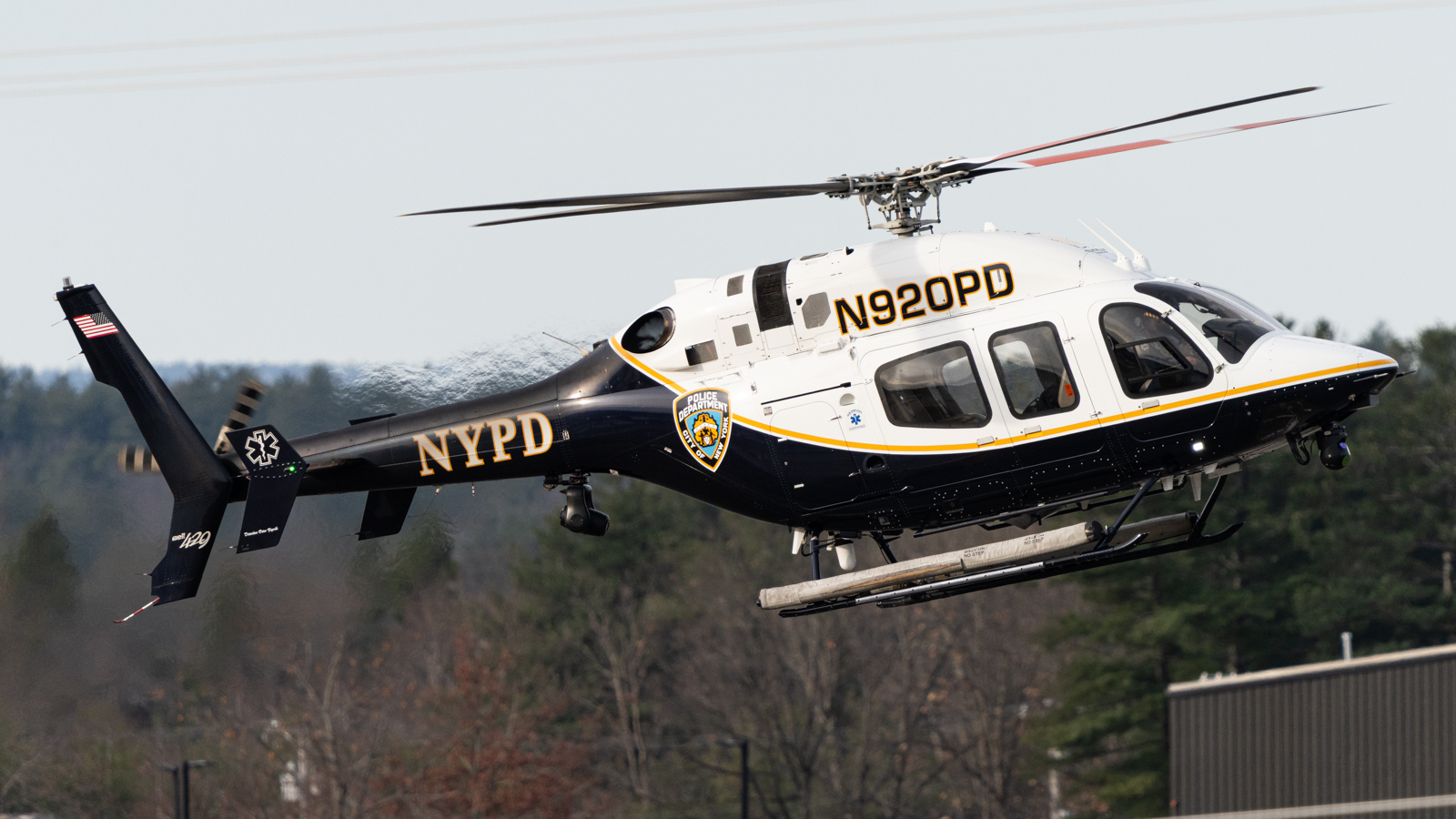 Full size: New York Police Department Bell 429 GlobalRanger N920PD at Manchester Airport