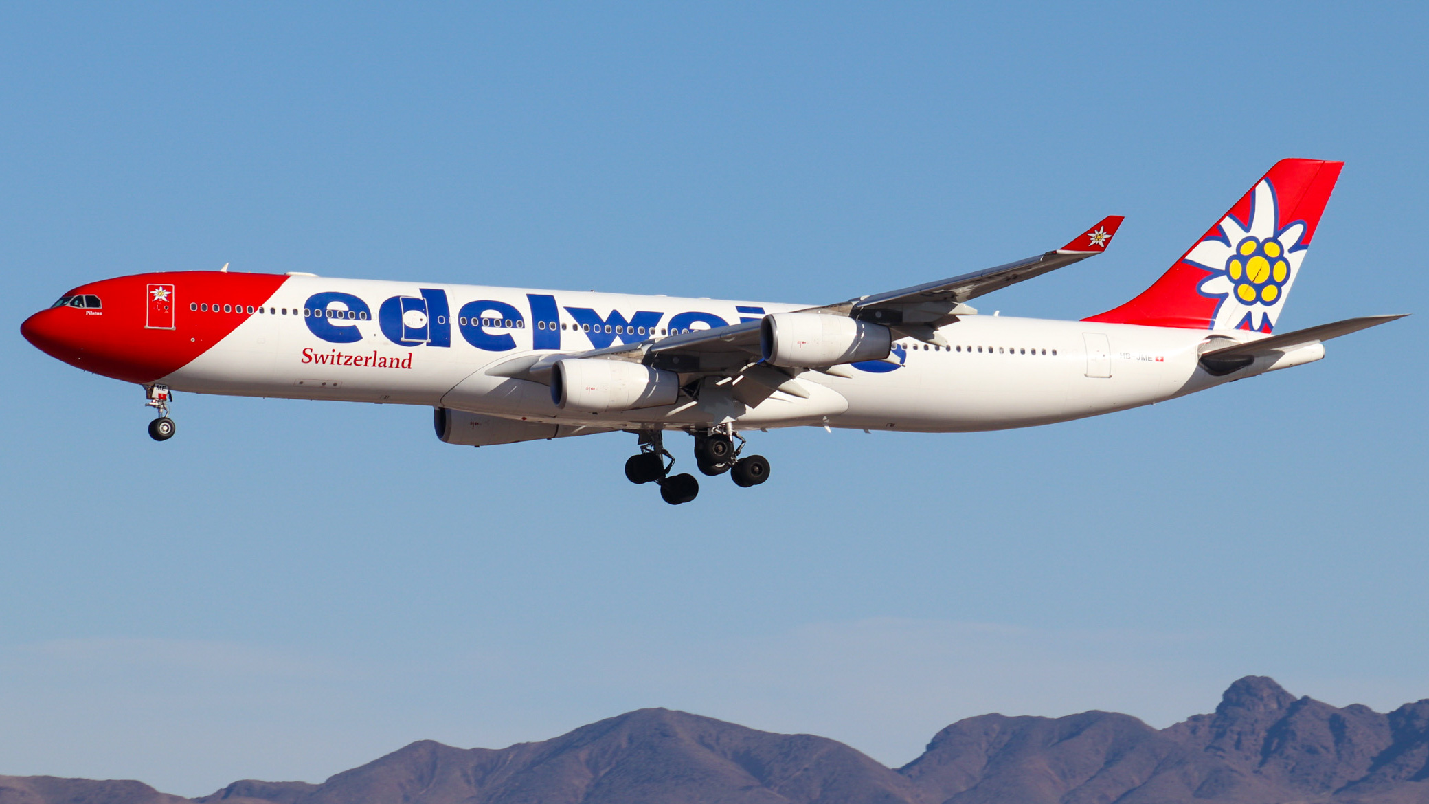 Full size: Edelweiss Air Airbus A340-300 HB-JME at Harry Reid International Airport