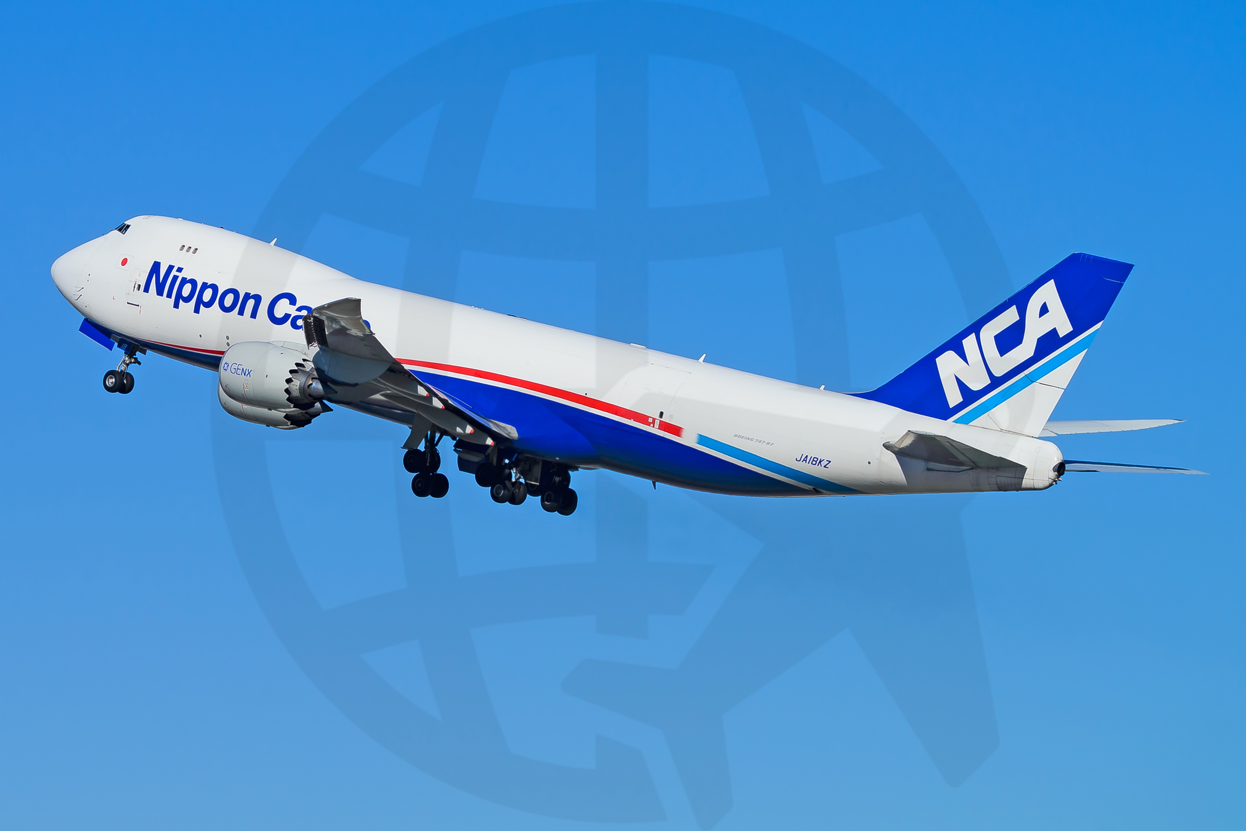 Full size: Nippon Cargo Airlines Boeing 747-8F JA18KZ at Los Angeles International Airport