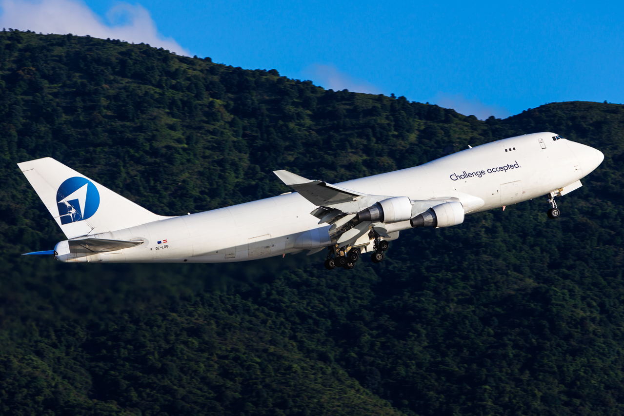 Full size: Challenge Airlines IL  Boeing 747-400F OE-LRG at Hong Kong International Airport