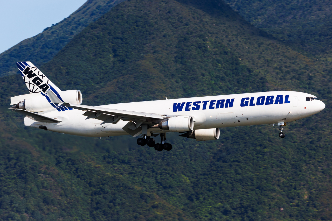 Full size: Western Global Airlines McDonnell Douglas MD-11F N783SN at Hong Kong International Airport