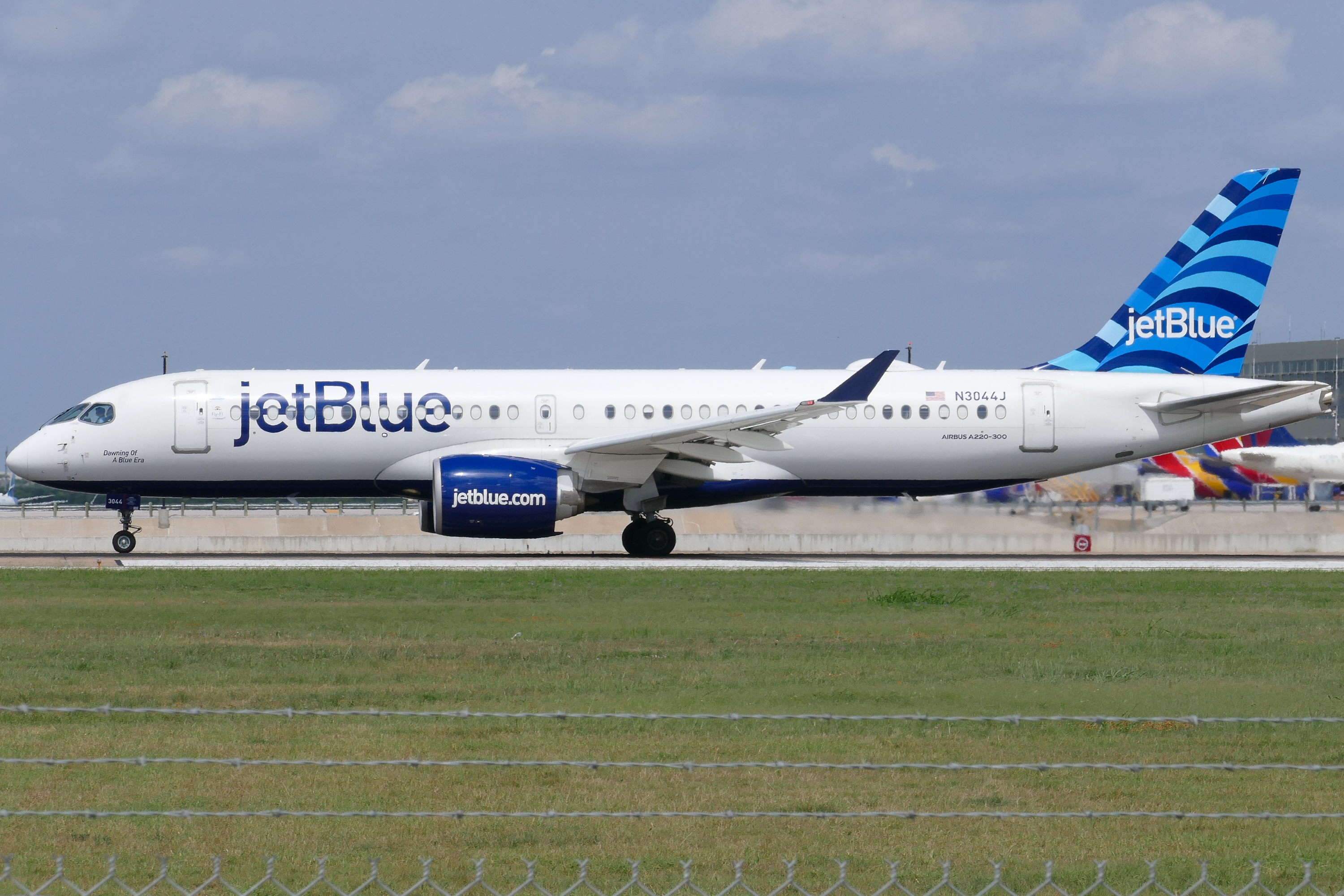 Full size: JetBlue Airways Airbus A220-300 N3044J at Austin-Bergstrom International Airport