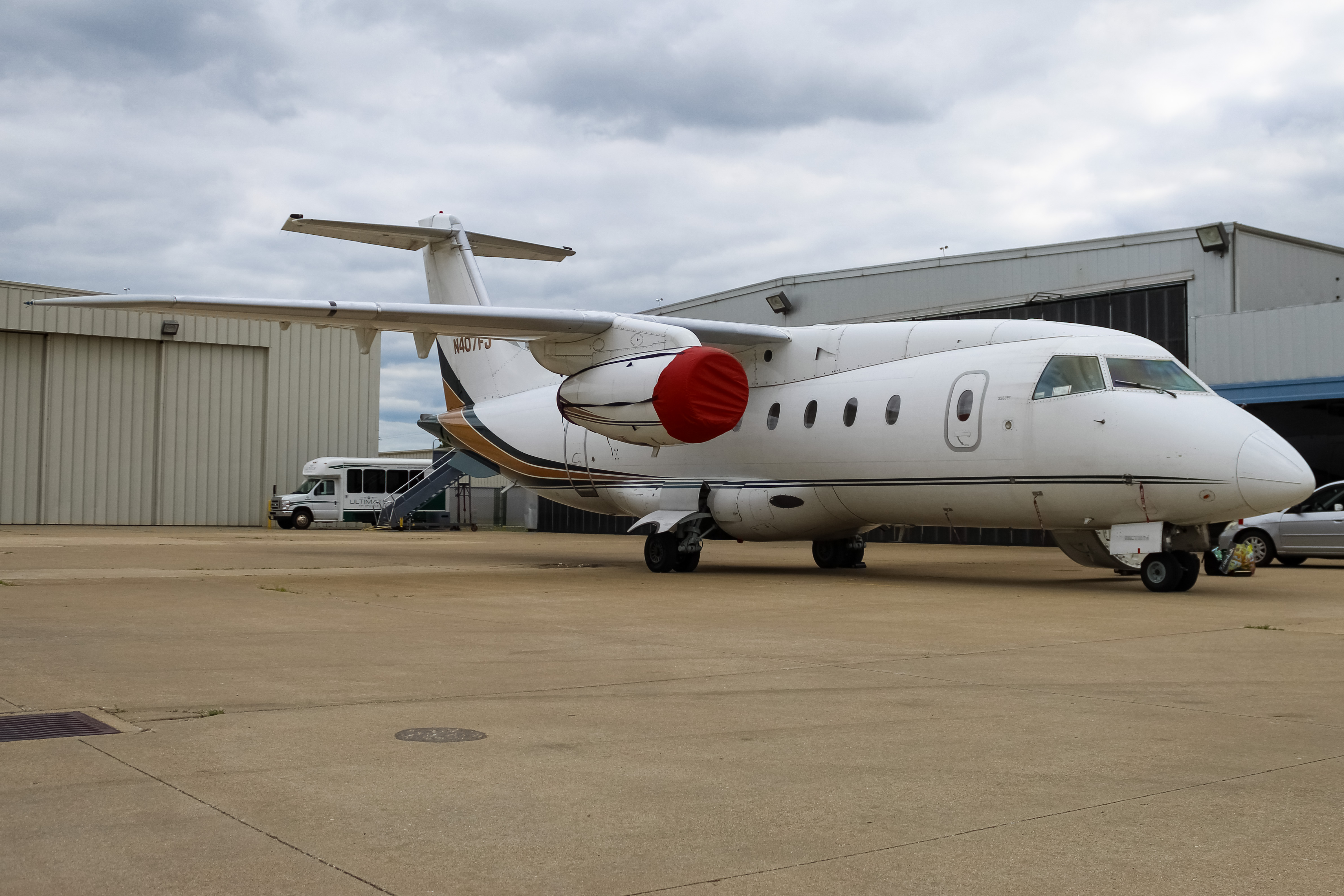 Full size: Ultimate Air Shuttle  Dornier 328JET N407FJ at Cincinnati Municipal Airport/Lunken Field