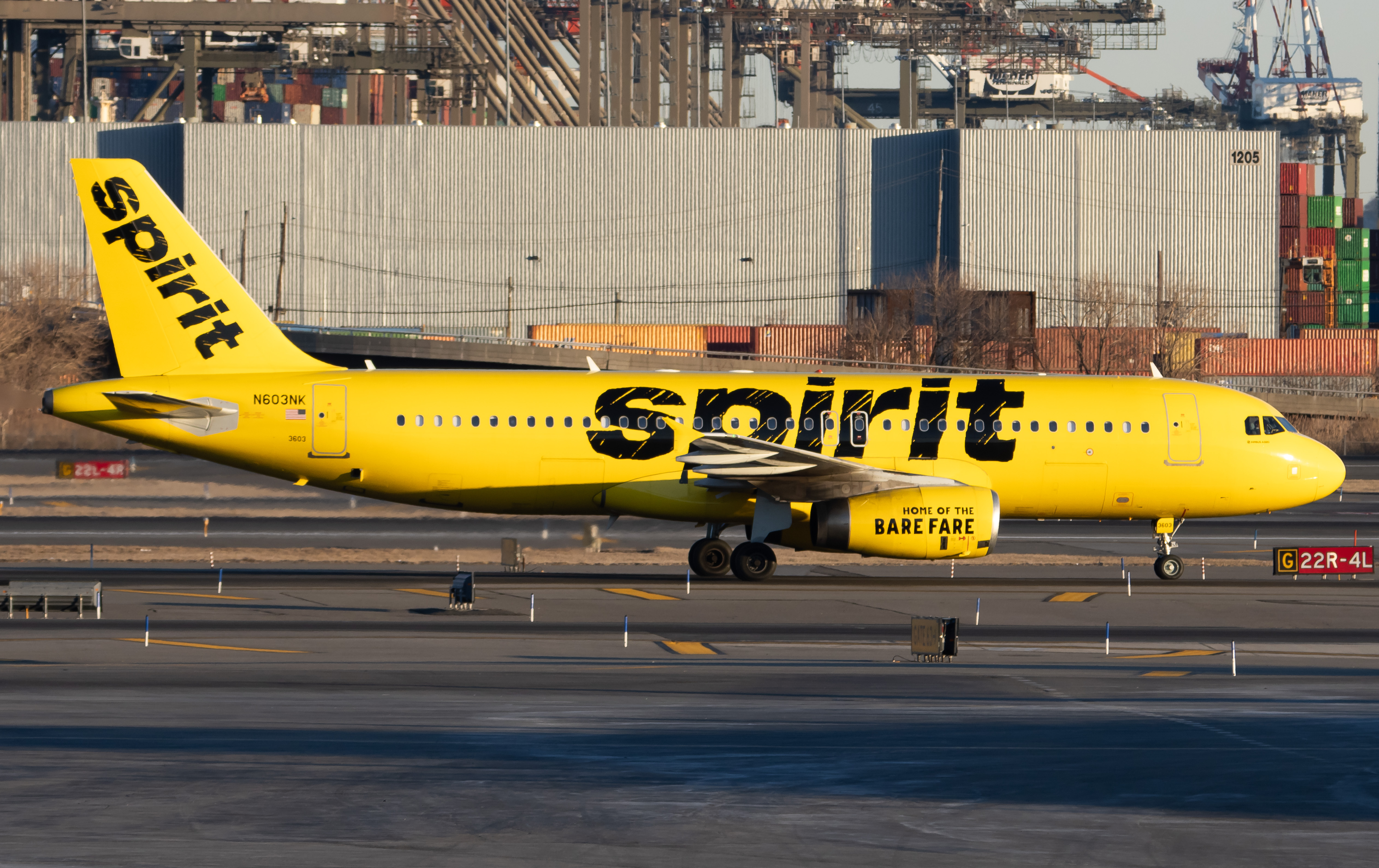 Full size: Spirit Airlines Airbus A320 N603NK at Newark Liberty International Airport