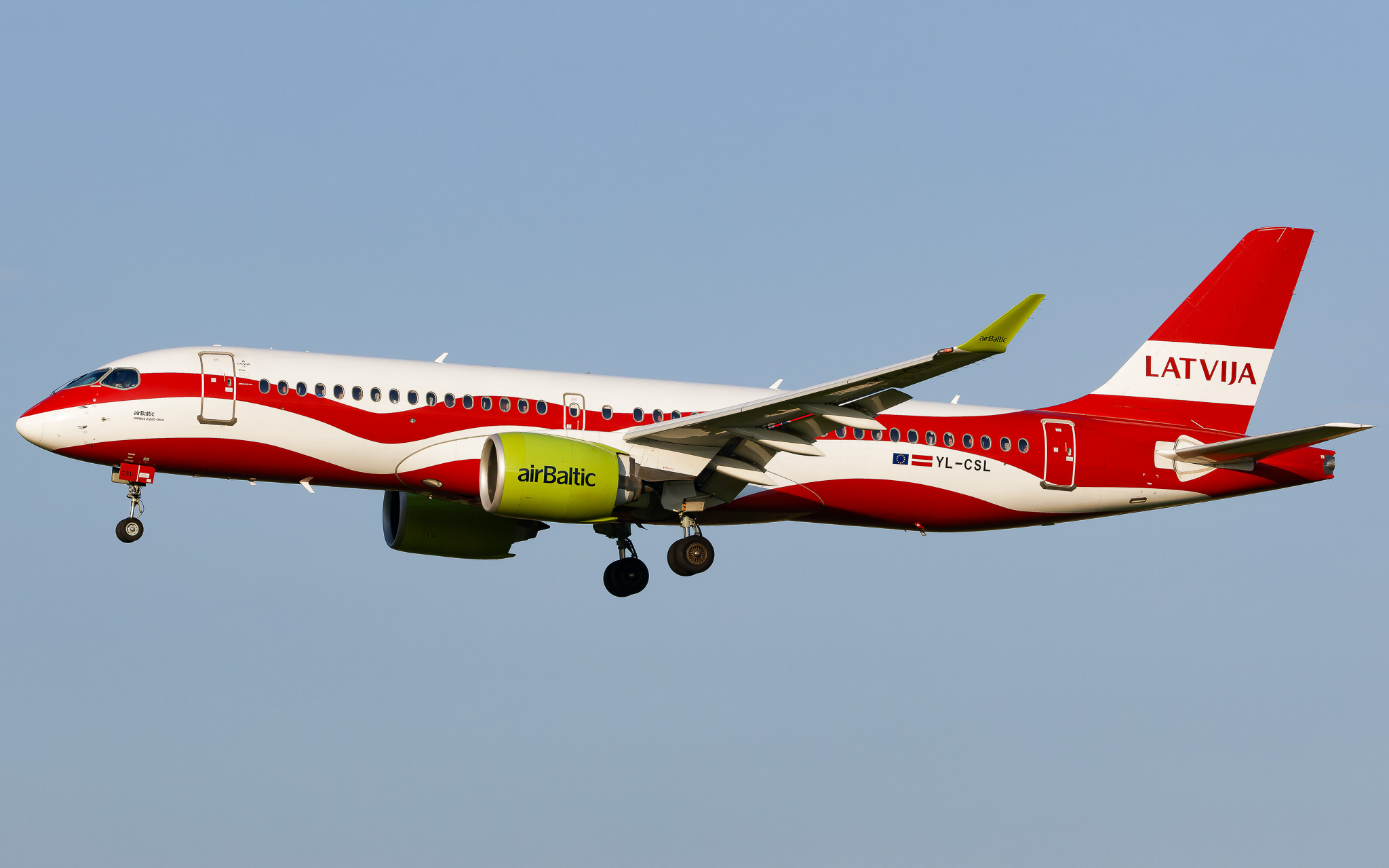 Full size: airBaltic Airbus A220-300 YL-CSL at Zurich-Kloten Airport