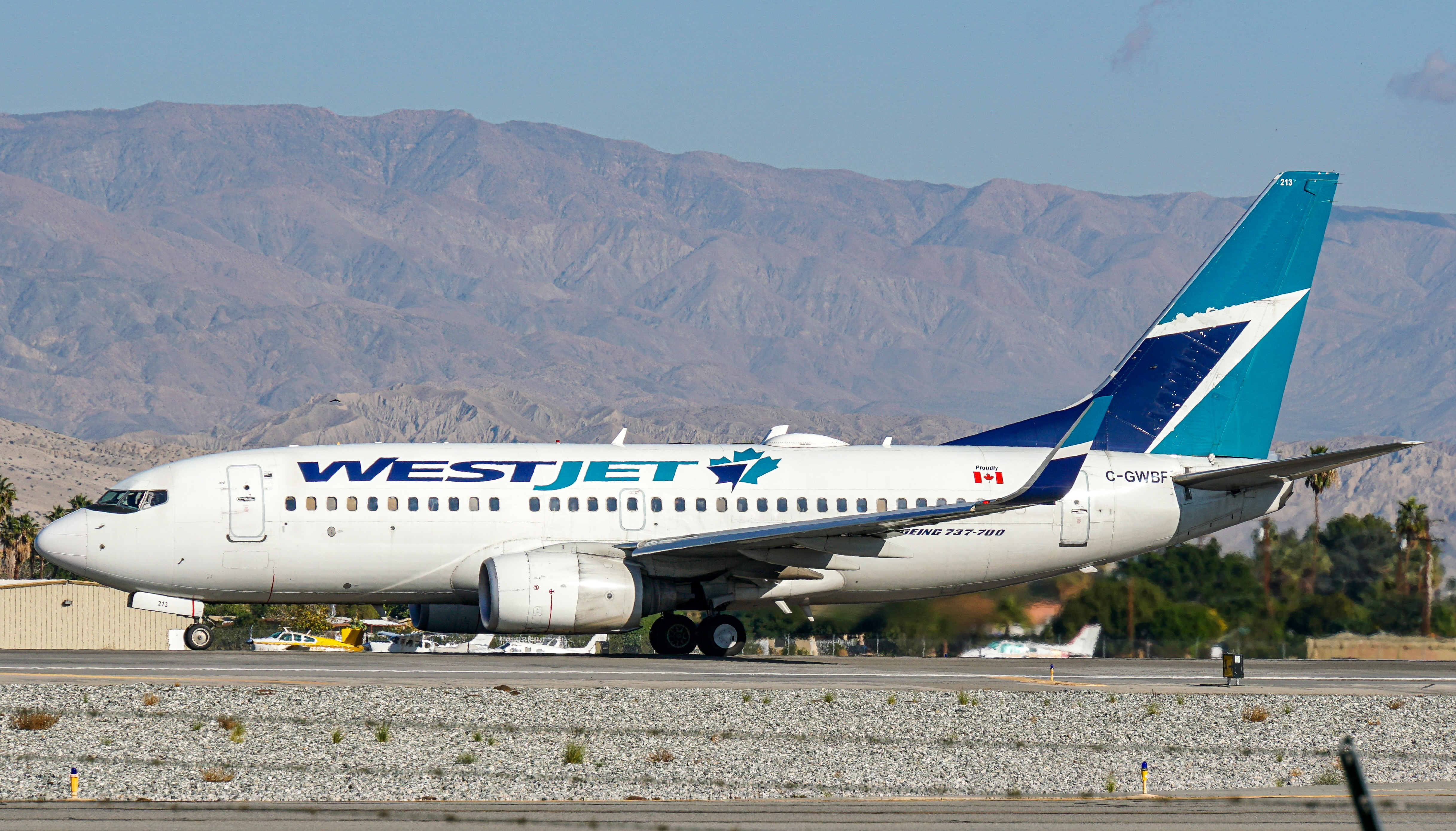 Full size: WestJet Boeing 737-700 C-GWBF at Palm Springs International Airport