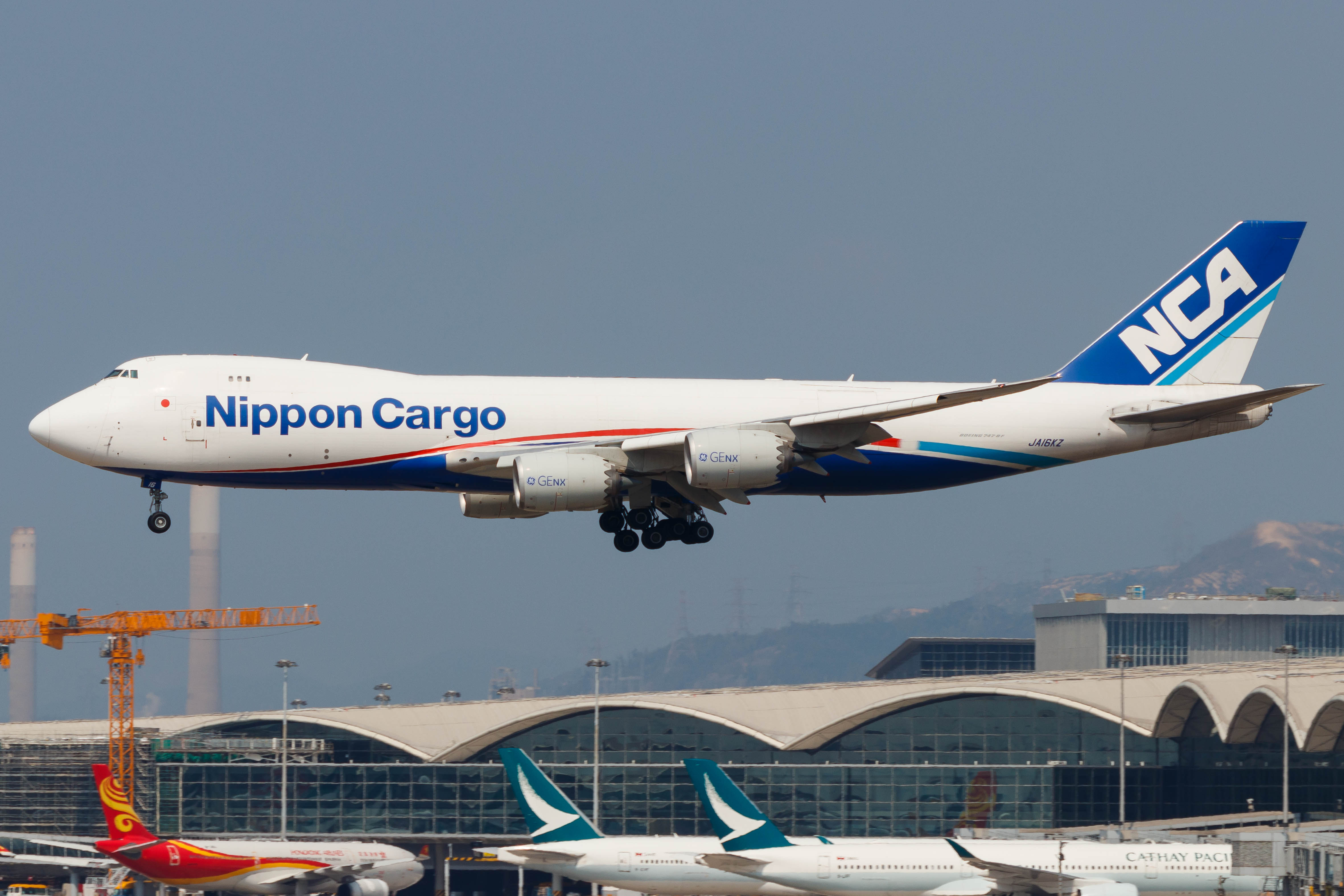 Full size: Nippon Cargo Airlines Boeing 747-8F JA15KZ at Hong Kong International Airport