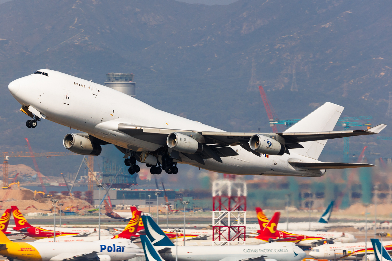 Full size: Terra Avia Boeing 747-400F ER-BYR at Hong Kong International Airport