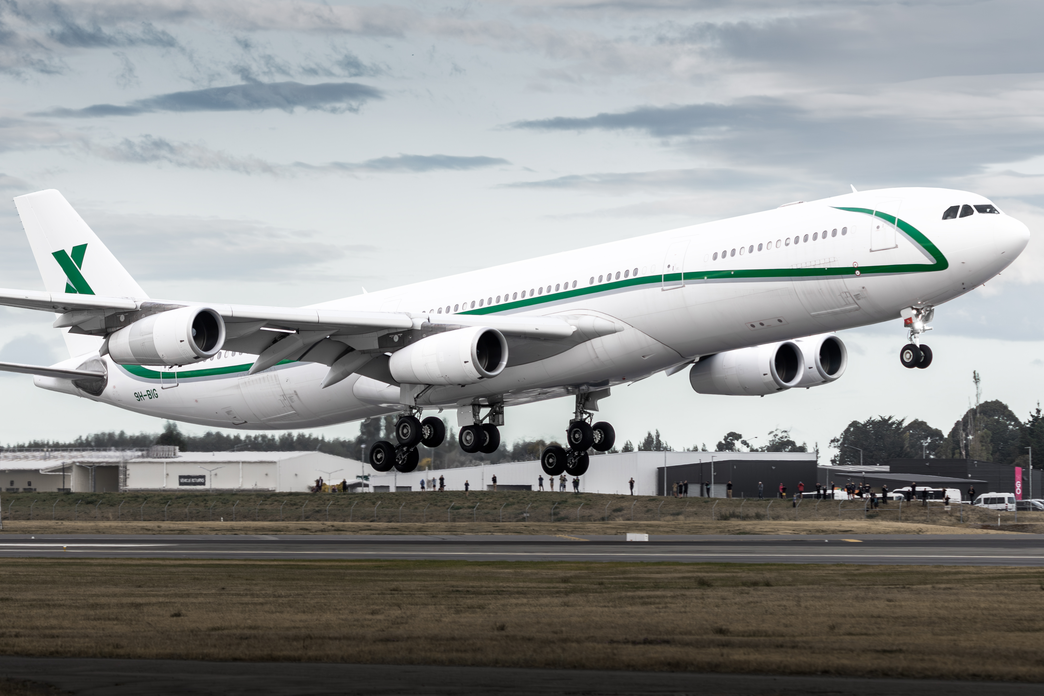 Full size: Air X Charter Airbus A340-300 9H-BIG at Christchurch International Airport