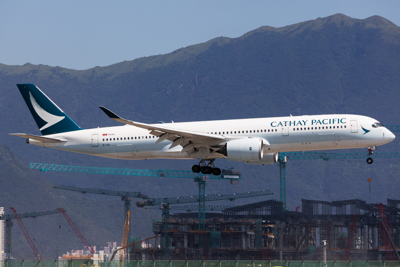 Full size:  Cathay Pacific Airbus A350-900 B-LRA at Hong Kong International Airport