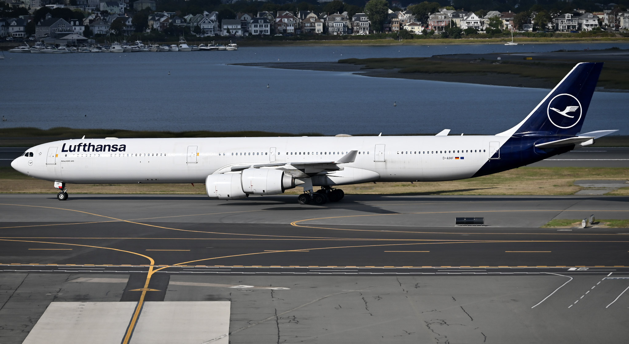 Full size: Lufthansa Airbus A340-600 D-AIHF at General Edward Lawrence Logan International Airport