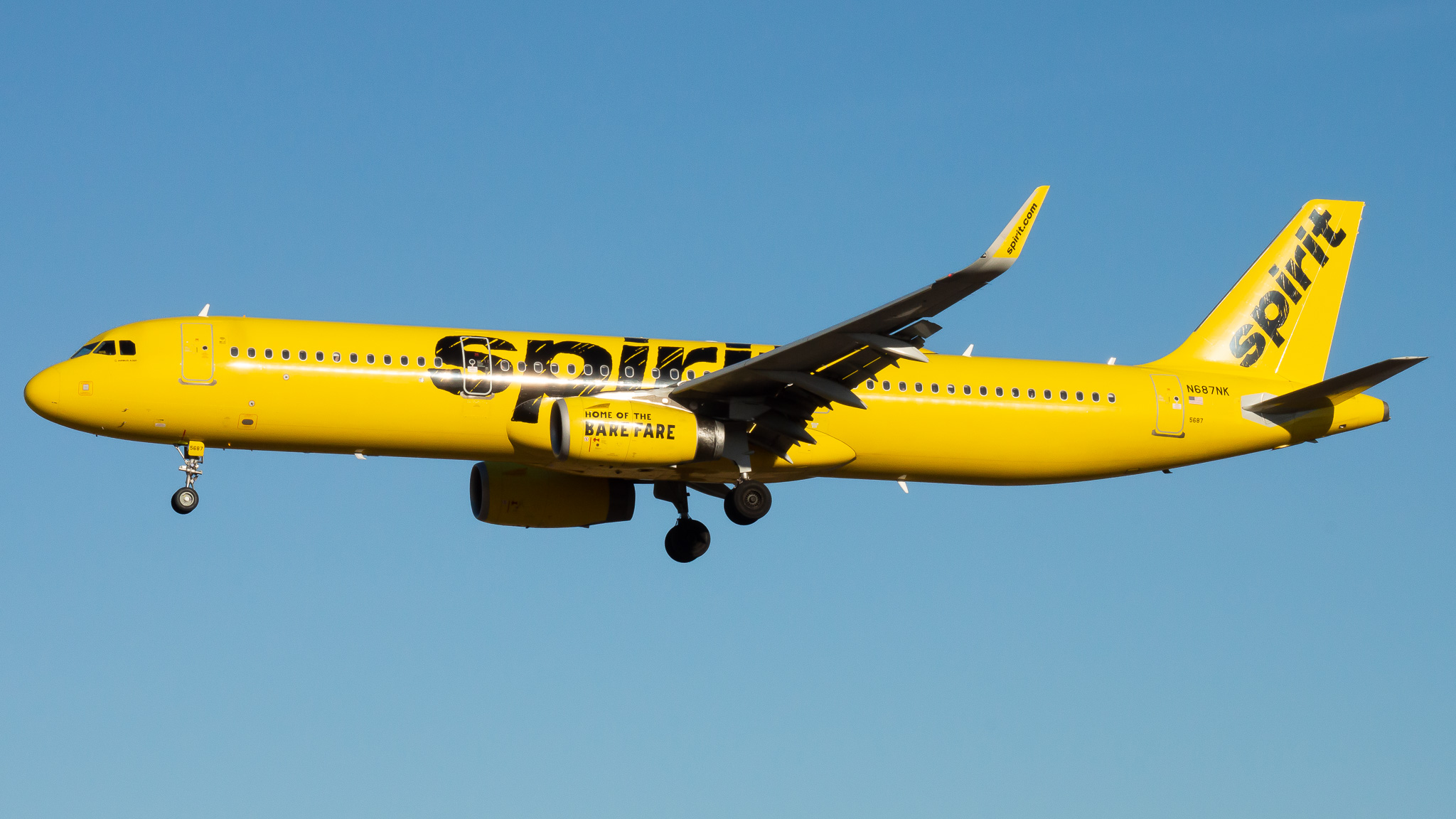 Full size: Spirit Airlines Airbus A321-200 N687NK at Baltimore/Washington International Thurgood Marshall Airport
