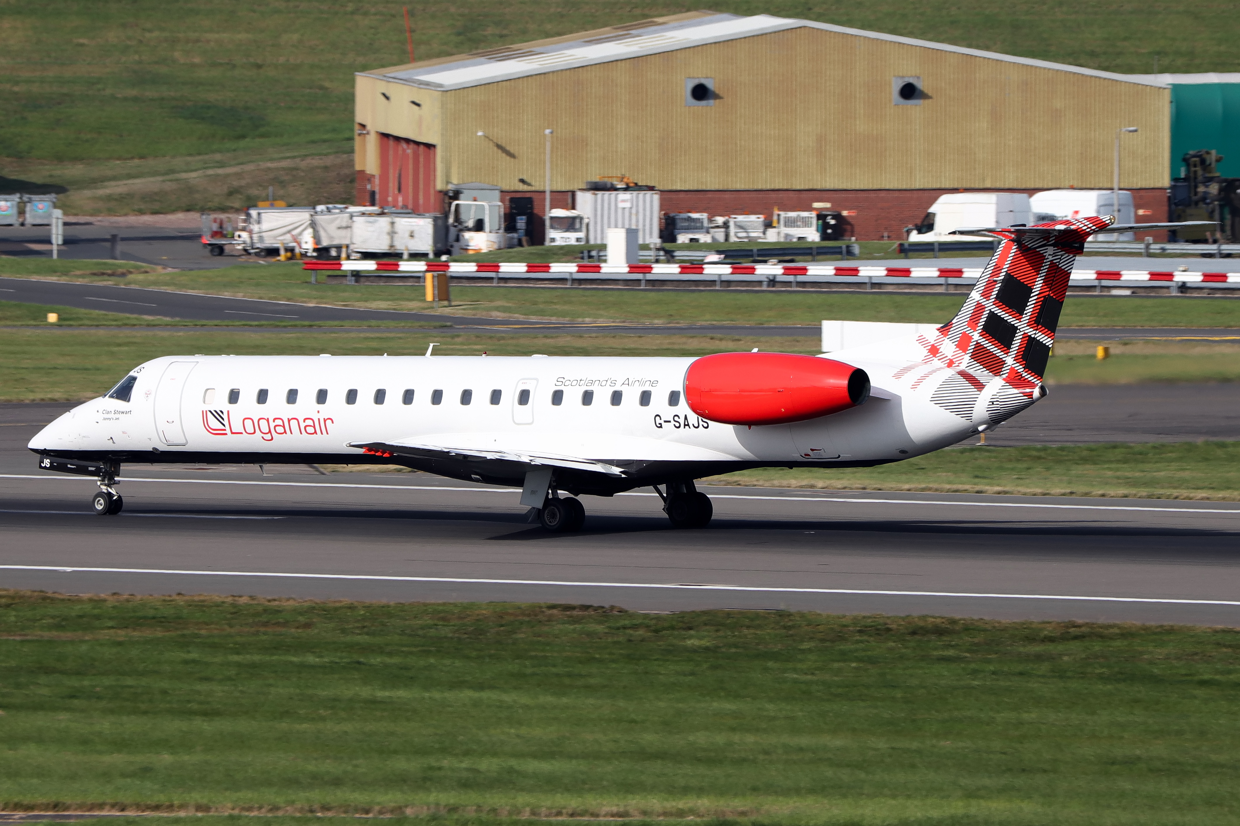 Full size: Loganair Embraer ERJ145 G-SAJS at Birmingham Airport