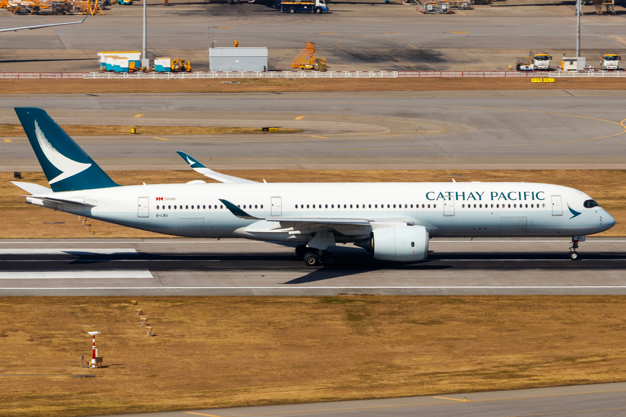 Full size: Cathay Pacific Airbus A350-900 B-LRU at Hong Kong International Airport